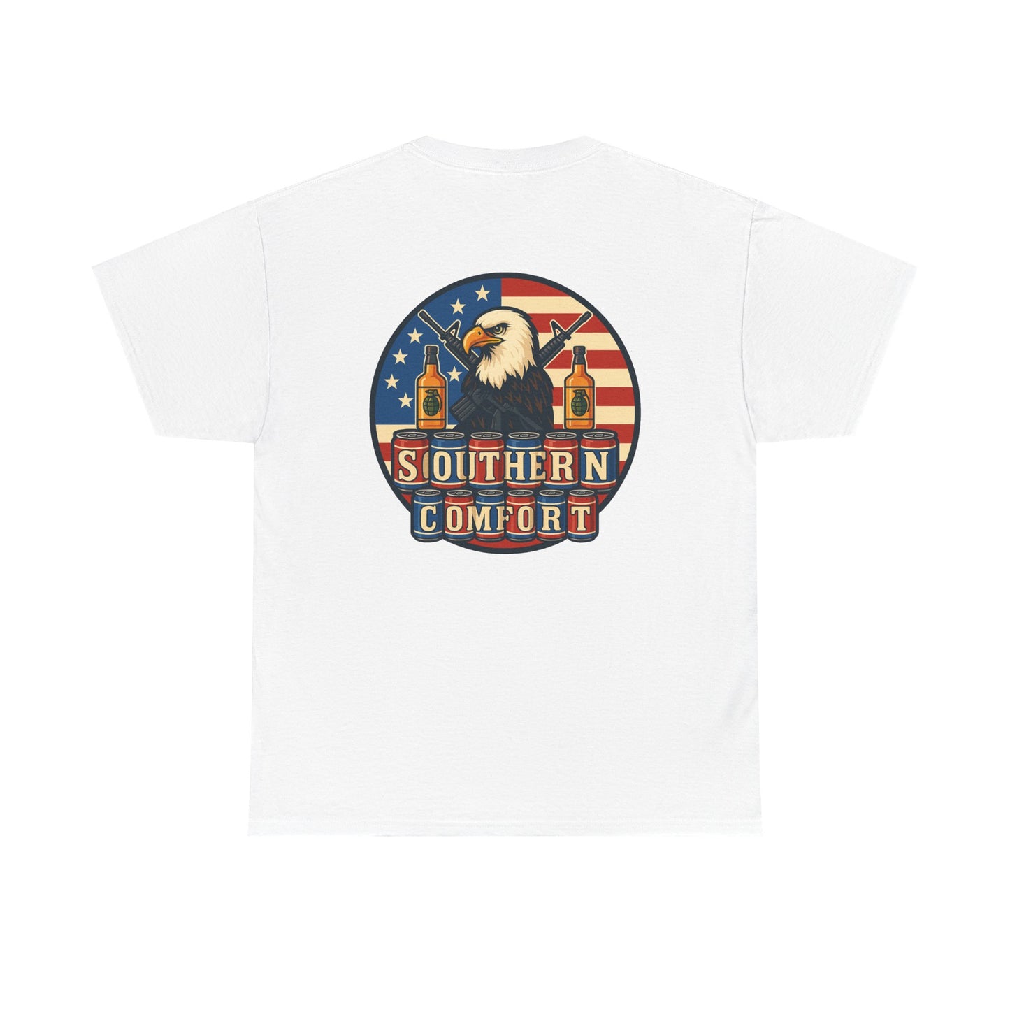 Southern Comfort Graphic T Shirt American Flag-USA-Bald Eagle-Beers-Guns-Whiskey
