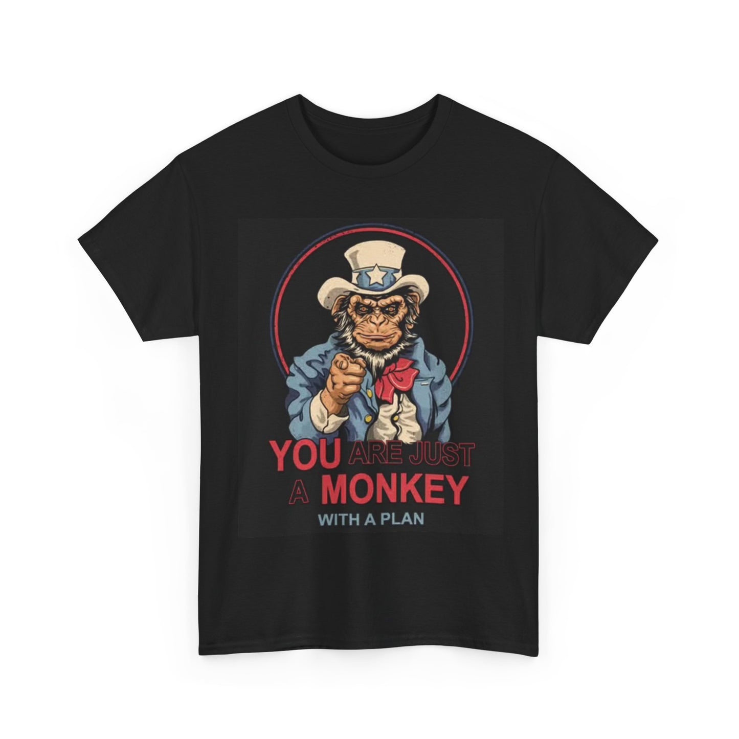 Monkey With A Plan Shirt Funny Uncle Sam Graphic Unisex Heavy Cotton Tee