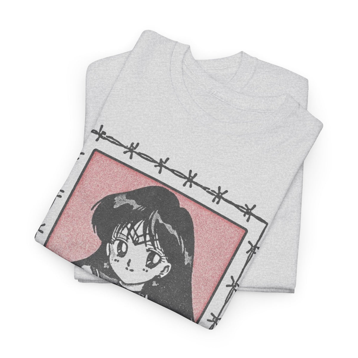 Gothic Anime Girl Barbed Wire Frame T-Shirt Men's Graphic Tee