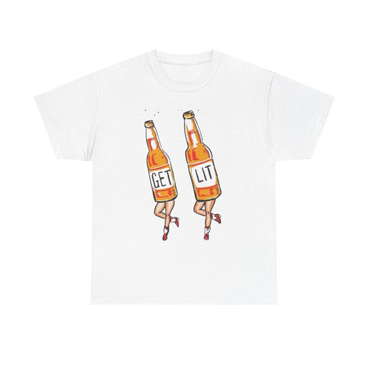 Get Lit Funny Beers Graphic T Shirt NEW ADULT Tee