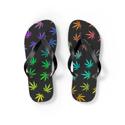 WAVES And SUN Co Sandals Pot Leaf - Flip Flops -Slides Summer Beach BRAND NEW