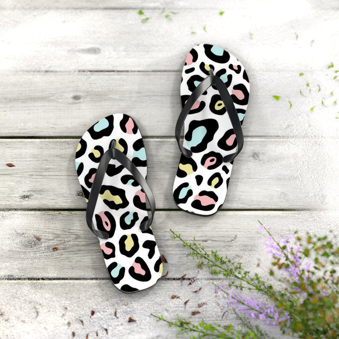 Fruity Cheetah Beach Sandals, Slides for Summer, Flip Flops, Water Resistant