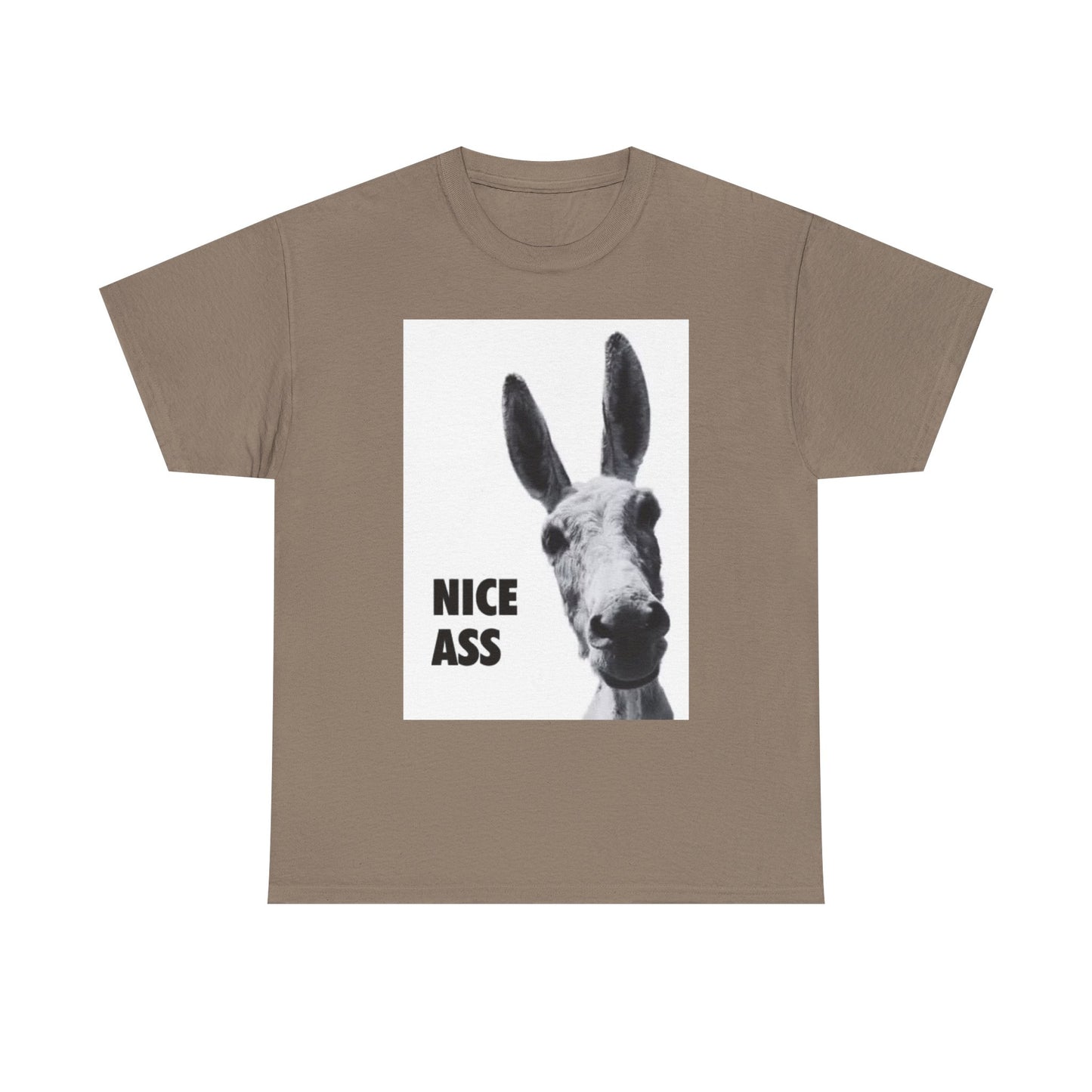 Nice Ass T Shirt Funny Donkey Animal Jokes Comedy Gift Unisex Heavy Cotton Tee