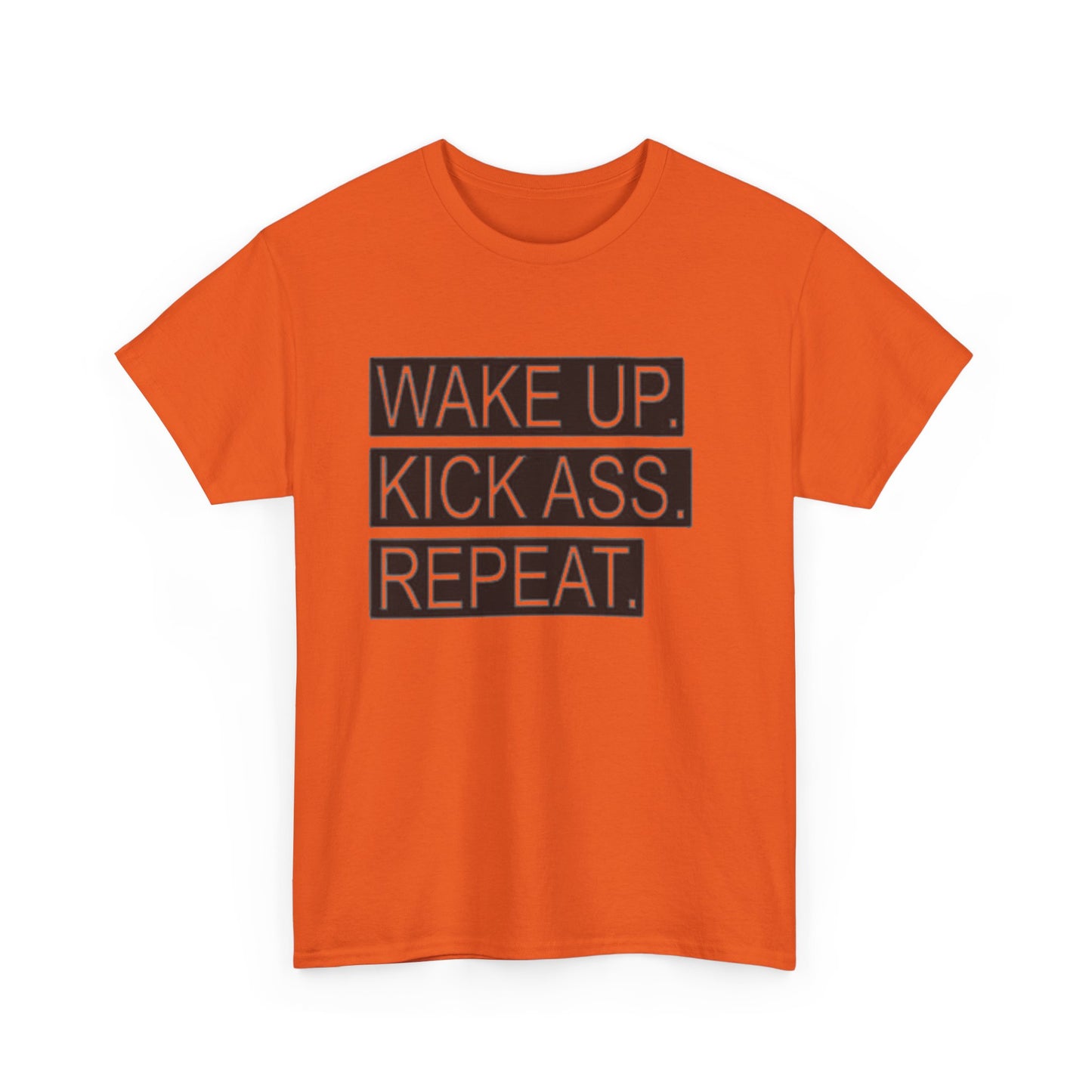 Wake Up Kick Ass Repeat GYM Graphic T Shirt NEW Unisex Heavy Cotton Tee