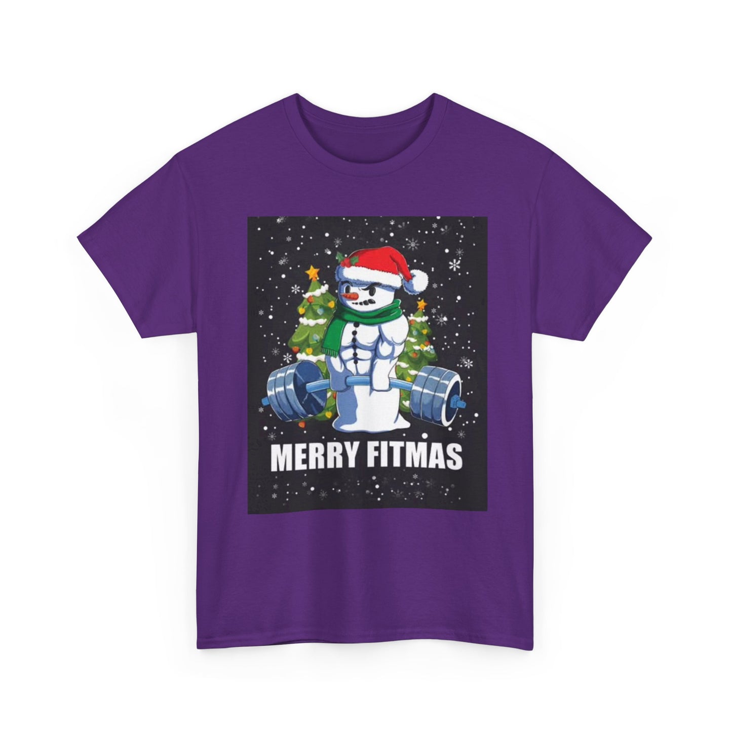 Merry Fitmas Shirt Funny Gym Snowman Christmas Gym Unisex Heavy Cotton Tee