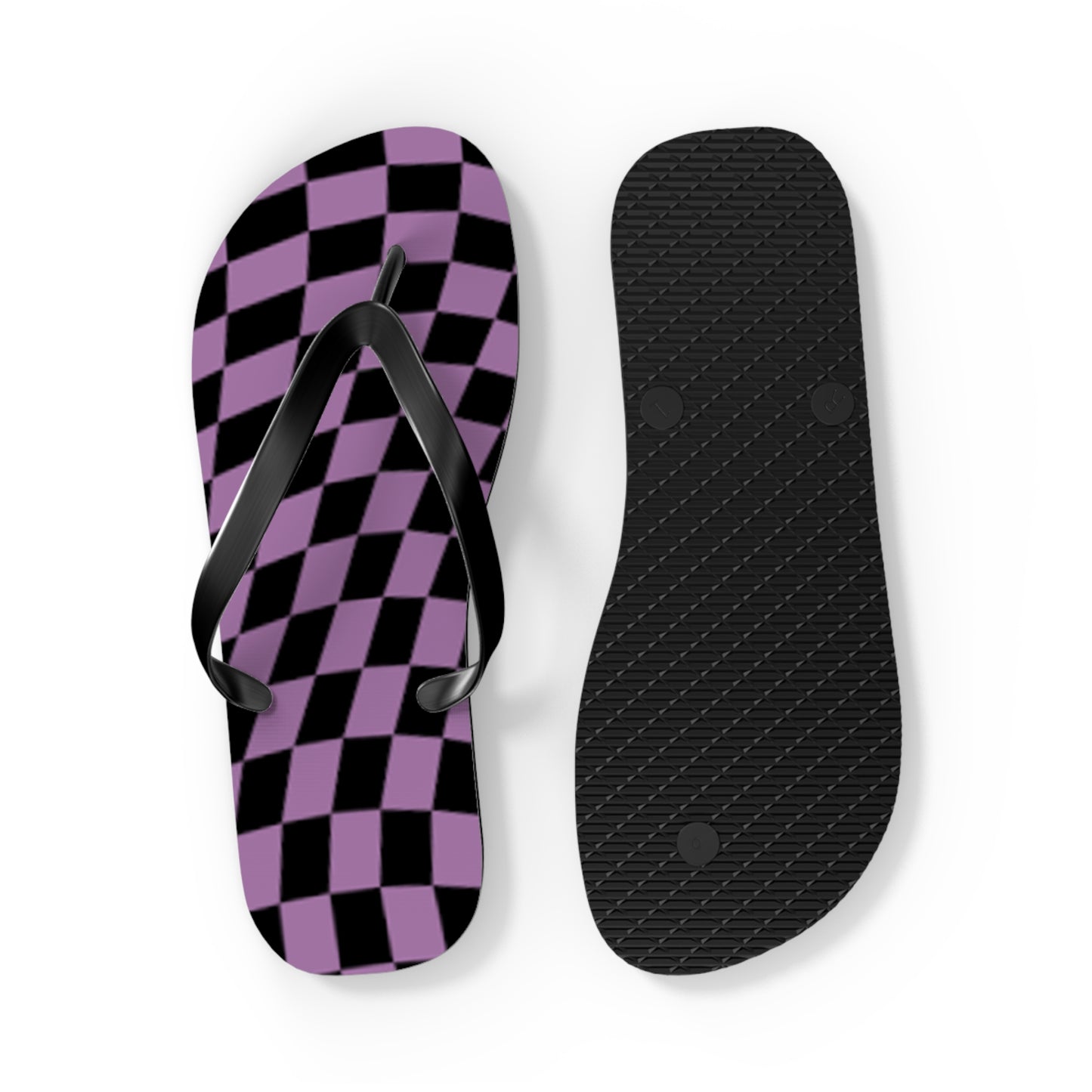 Purple Checkered Sandals, Beach Shoes, Vacation Flip Flops, Pool Slides