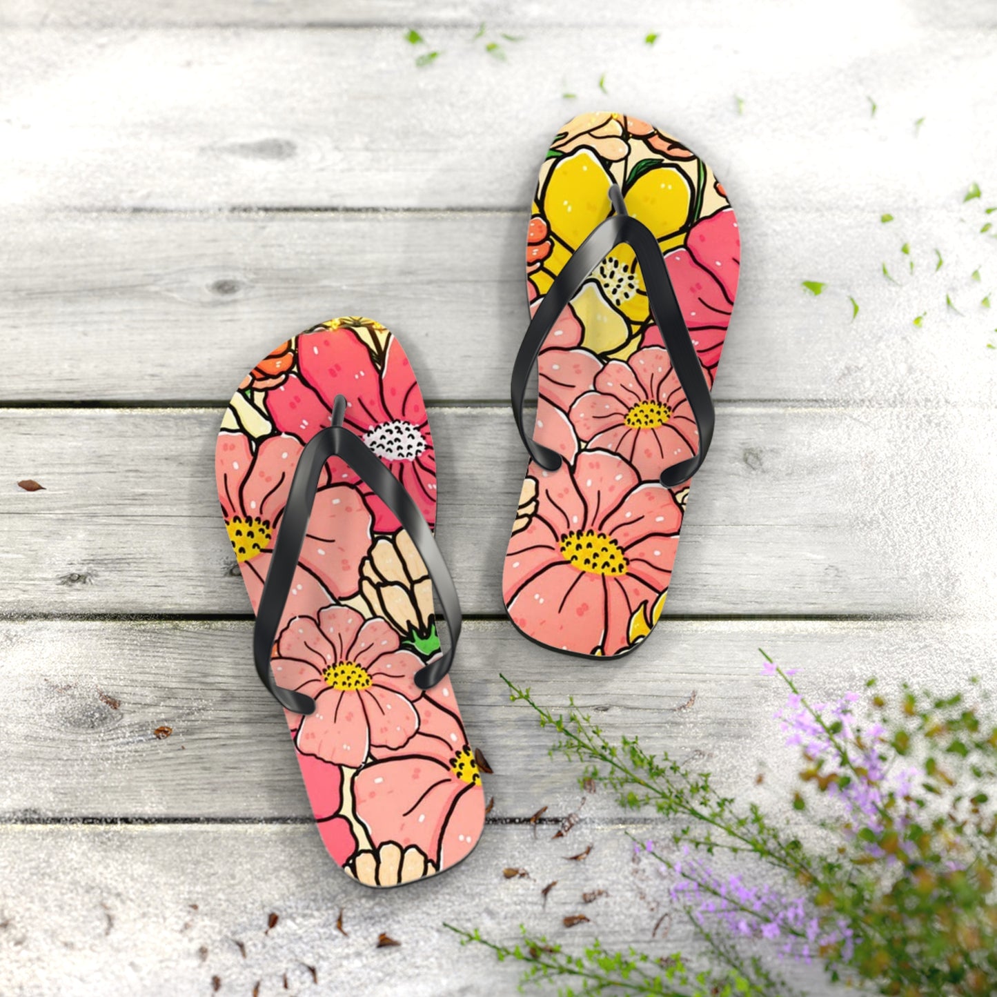 Waves And Sun Sandals Pink Pastel Summer Flip Flops Slides BRAND NEW