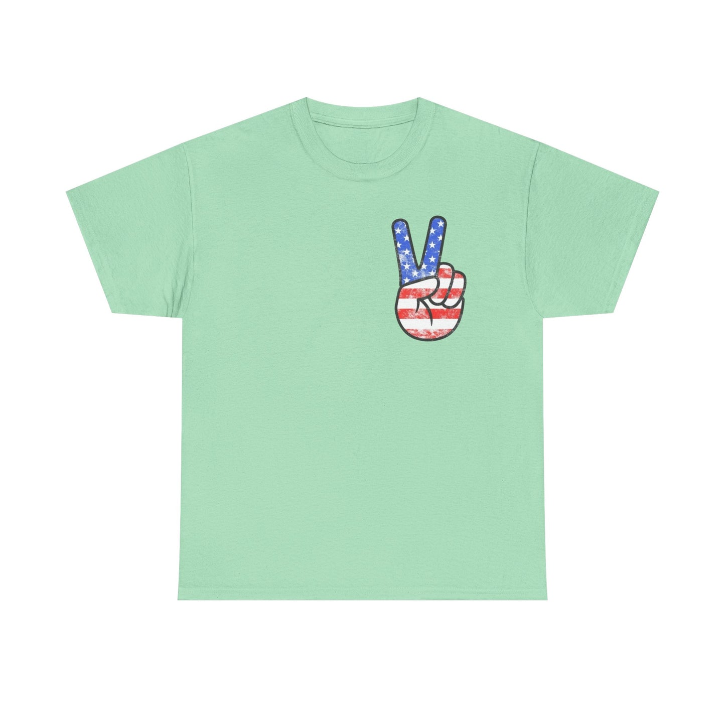 American Flag Peace Sign Retro Graphic T Shirt Adult New Tee