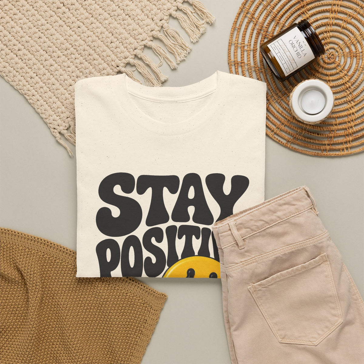 Stay Positive Keep Going Graphic T Shirt Men's Heavy Cotton Tee