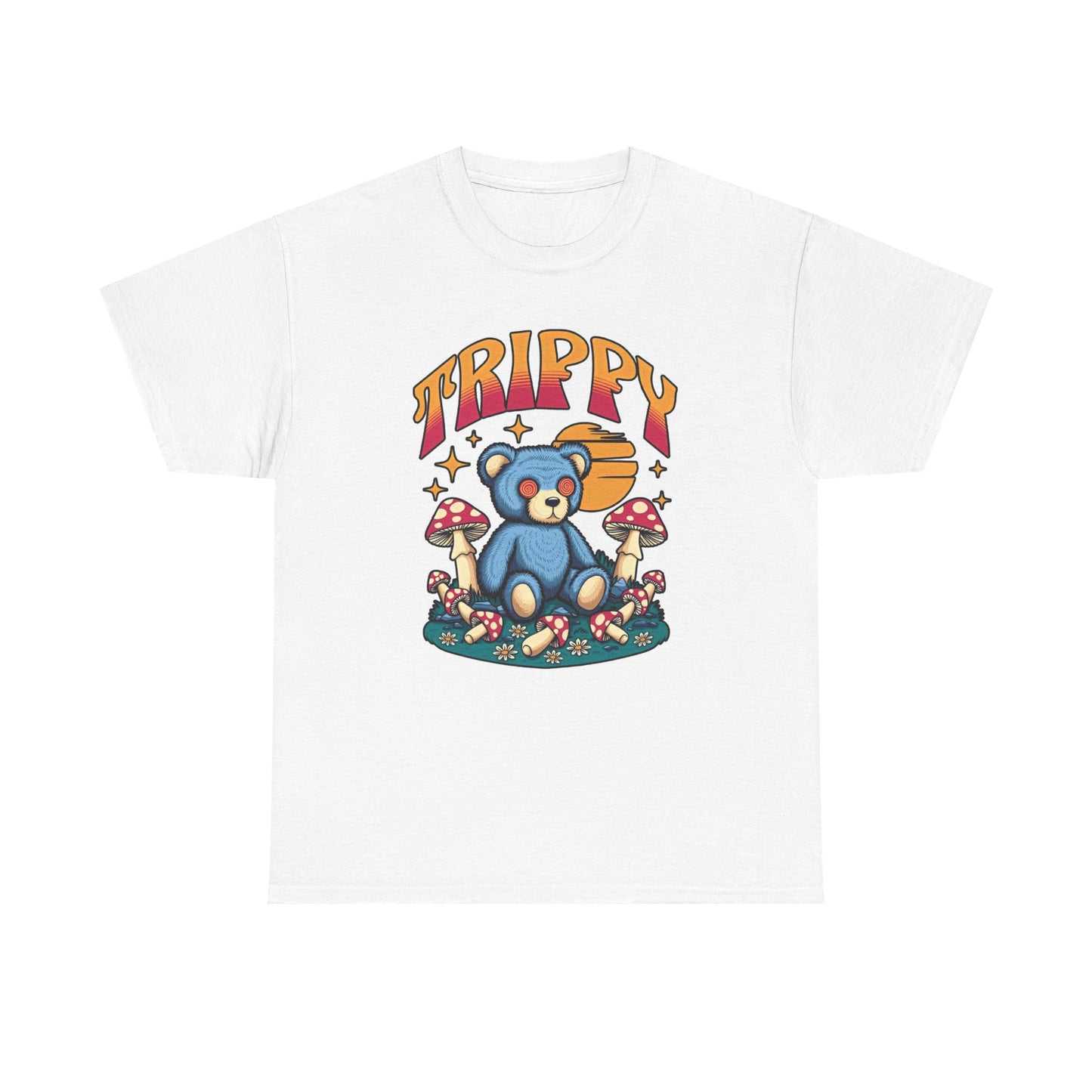 Trippy Bear Graphic T Shirt Hippy Vibes Unisex Heavy Cotton Tee