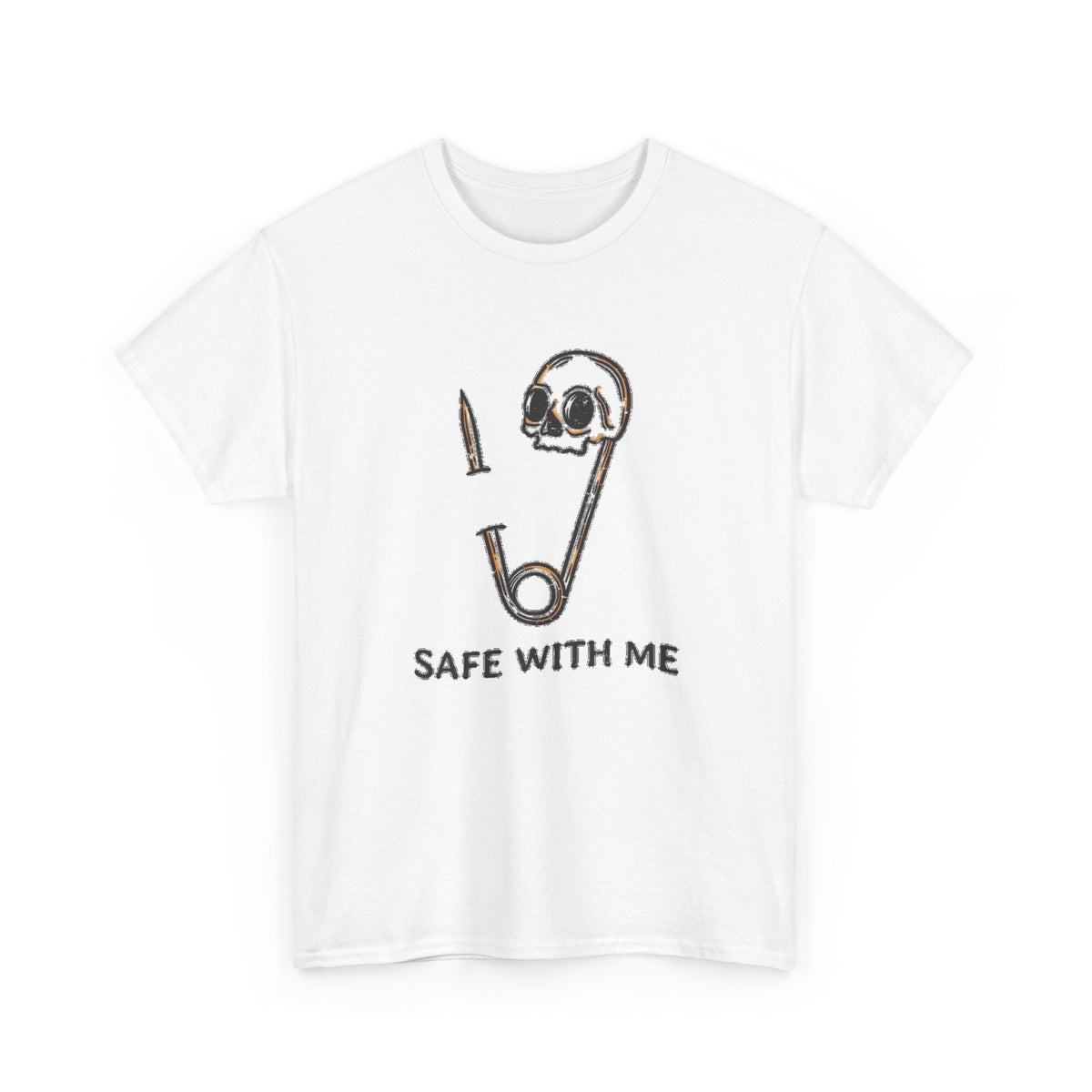 Skull and Safety Pin “Safe With Me” T-Shirt Men's Tee