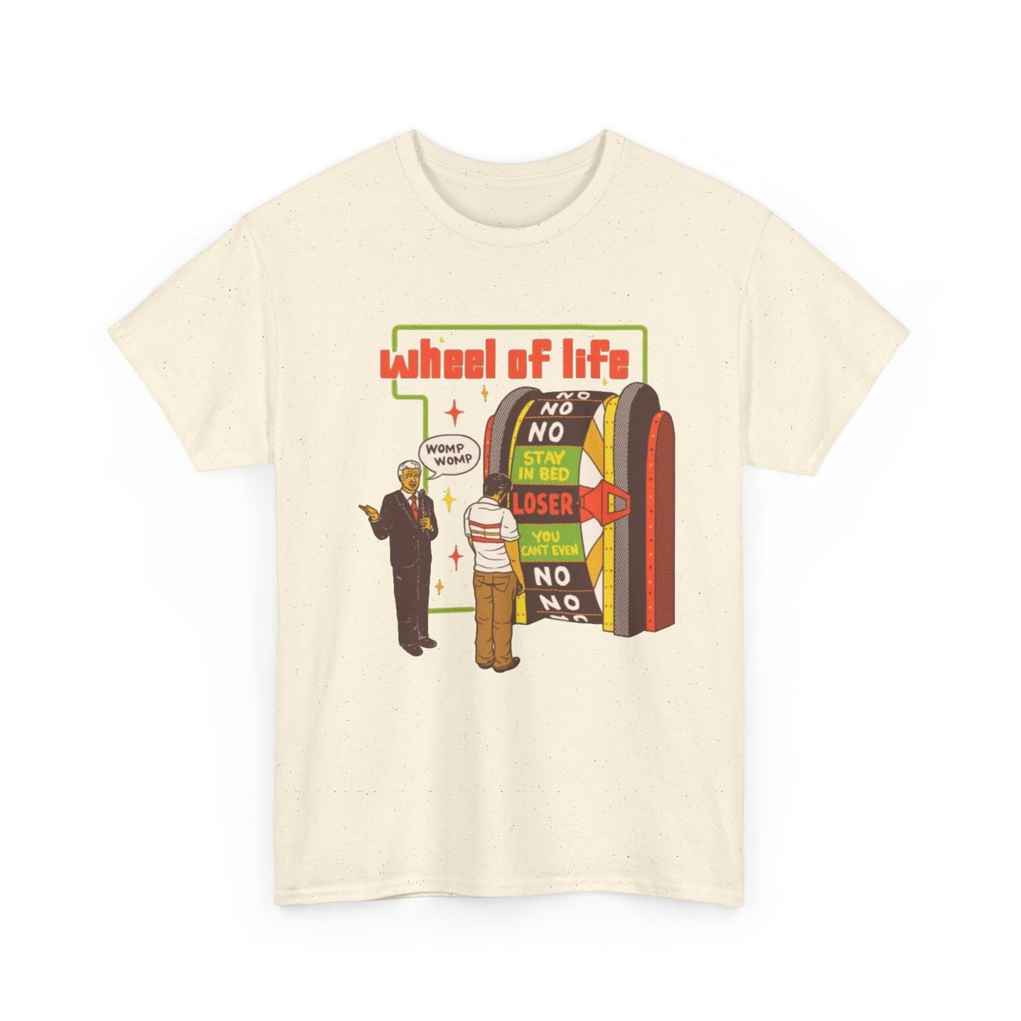 Wheel Of Life Funny Dark Humor Jokes Graphic T Shirt Regular Men's Heavy Cotton Tee