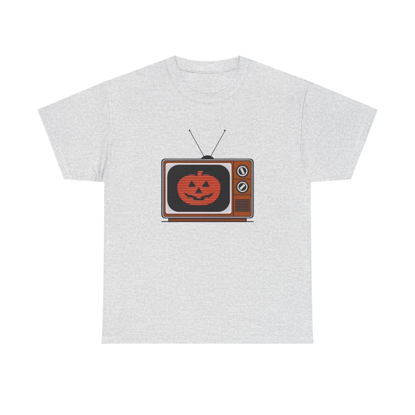 Halloween Pumpkin Tv Retro Graphic T Shirt Unisex Heavy Cotton Tee