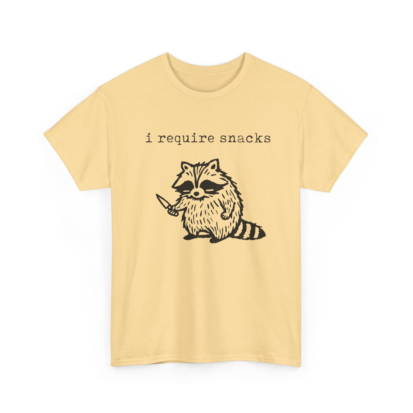 I require Snacks Funny Graphic T-Shirt Men's Women's Heavy Cotton Tee NEW GIFT