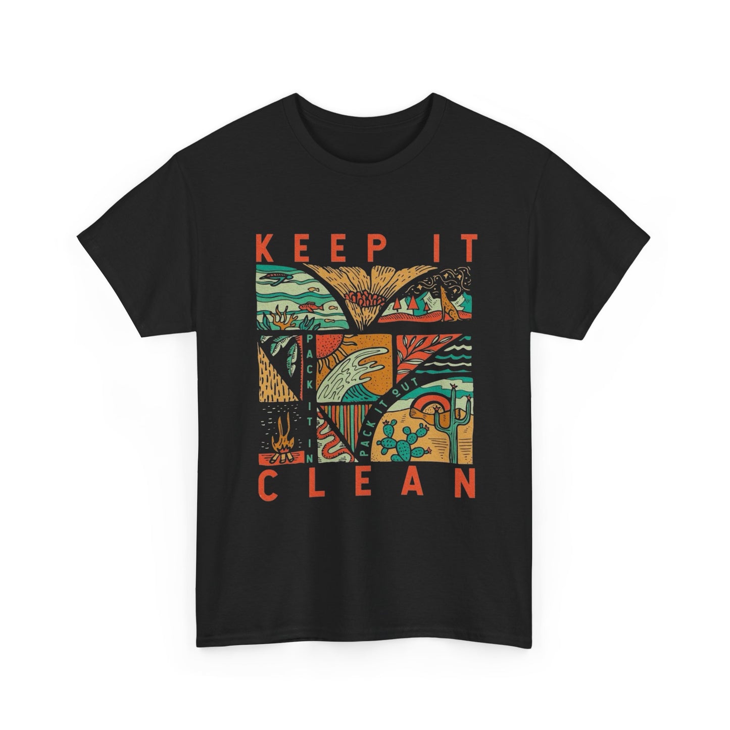 Keep It Clean Forest Outdoors Camping Graphic T Shirt Unisex Heavy Cotton Tee