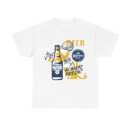 Corona Beer Tshirt Vintage Graphic Summer Fun Retro Unisex Heavy Cotton Tee