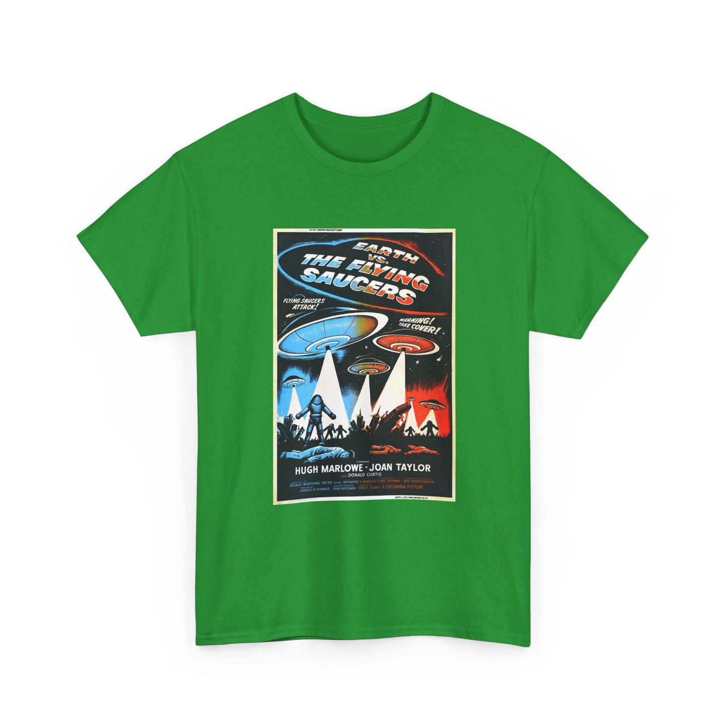 Earth vs Flying Saucers Tshirt Vintage Movie Poster Unisex Heavy Cotton Tee