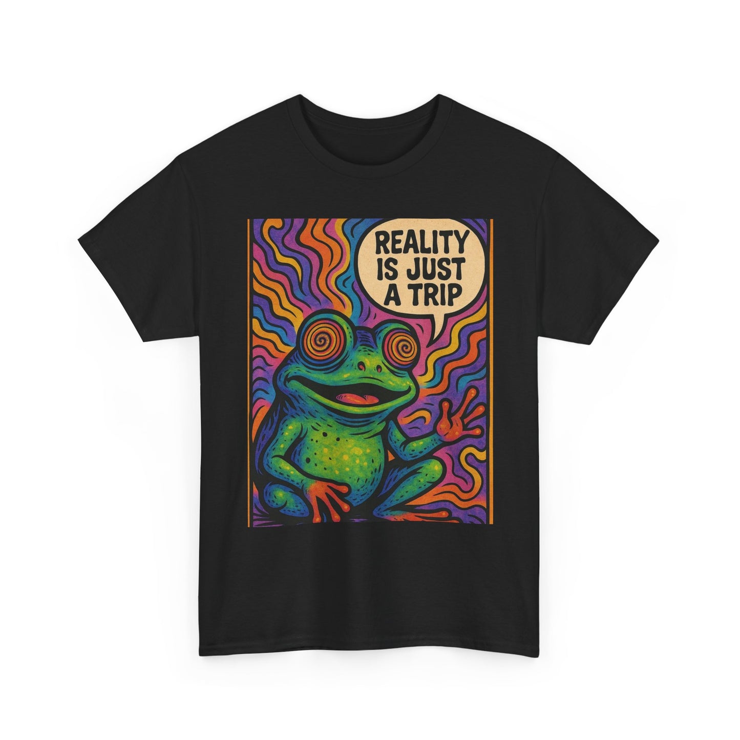 Reality Is Just A Trip Graphic T Shirt Toad Mushrooms Unisex Heavy Cotton Tee