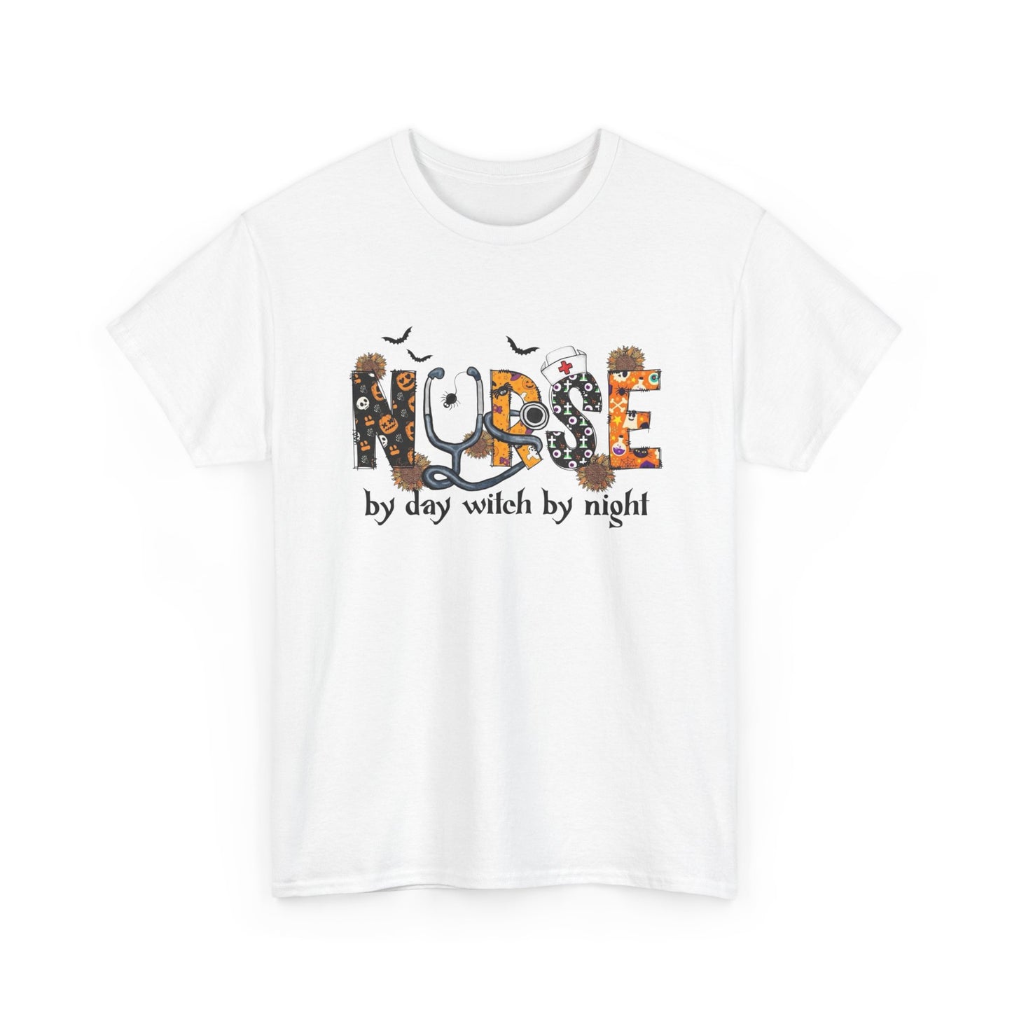 Nurse By Day Witch By Night Graphic T Shirt NEW Unisex Heavy Cotton Tee