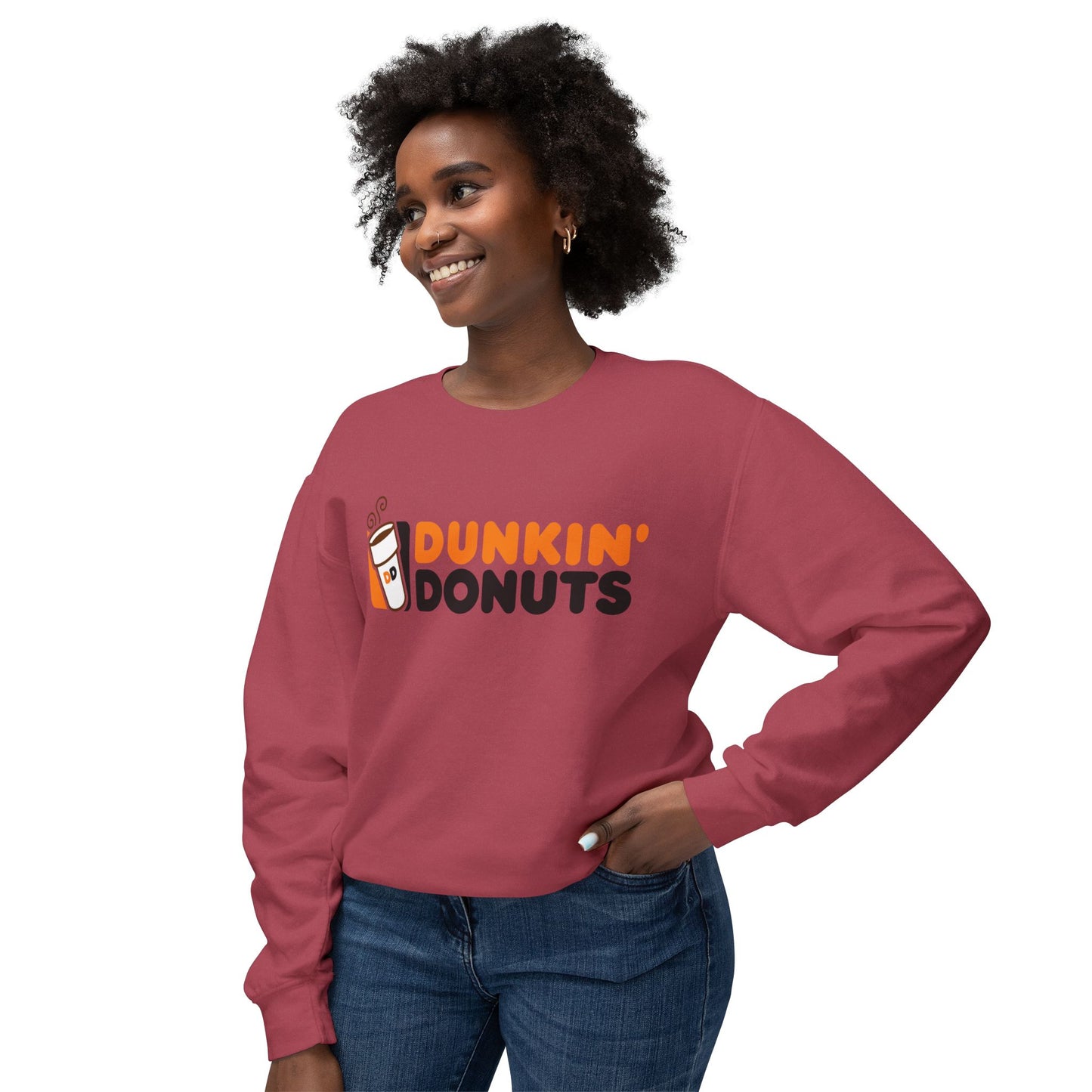 Dunkin Donuts Graphic Retro Logo Coffee Lover Lightweight Crewneck Sweatshirt
