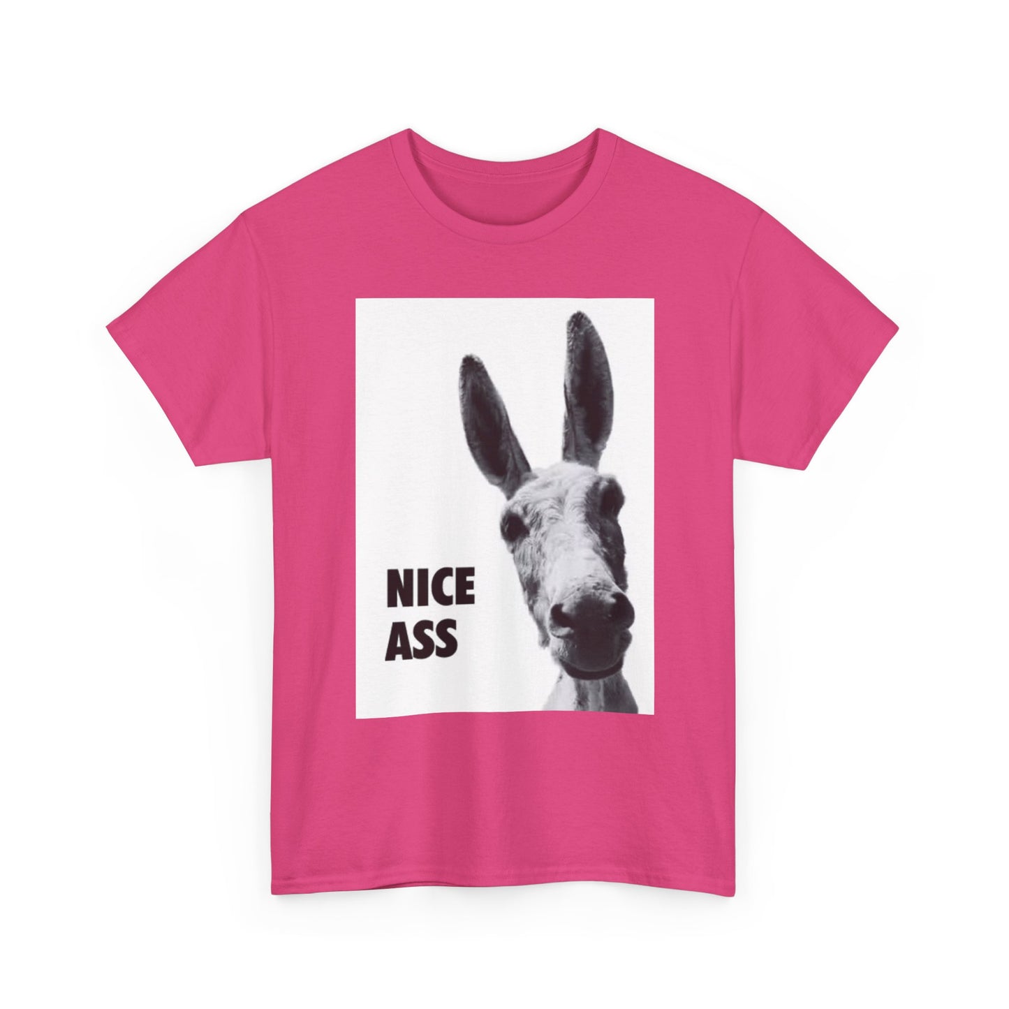 Nice Ass T Shirt Funny Donkey Animal Jokes Comedy Gift Unisex Heavy Cotton Tee