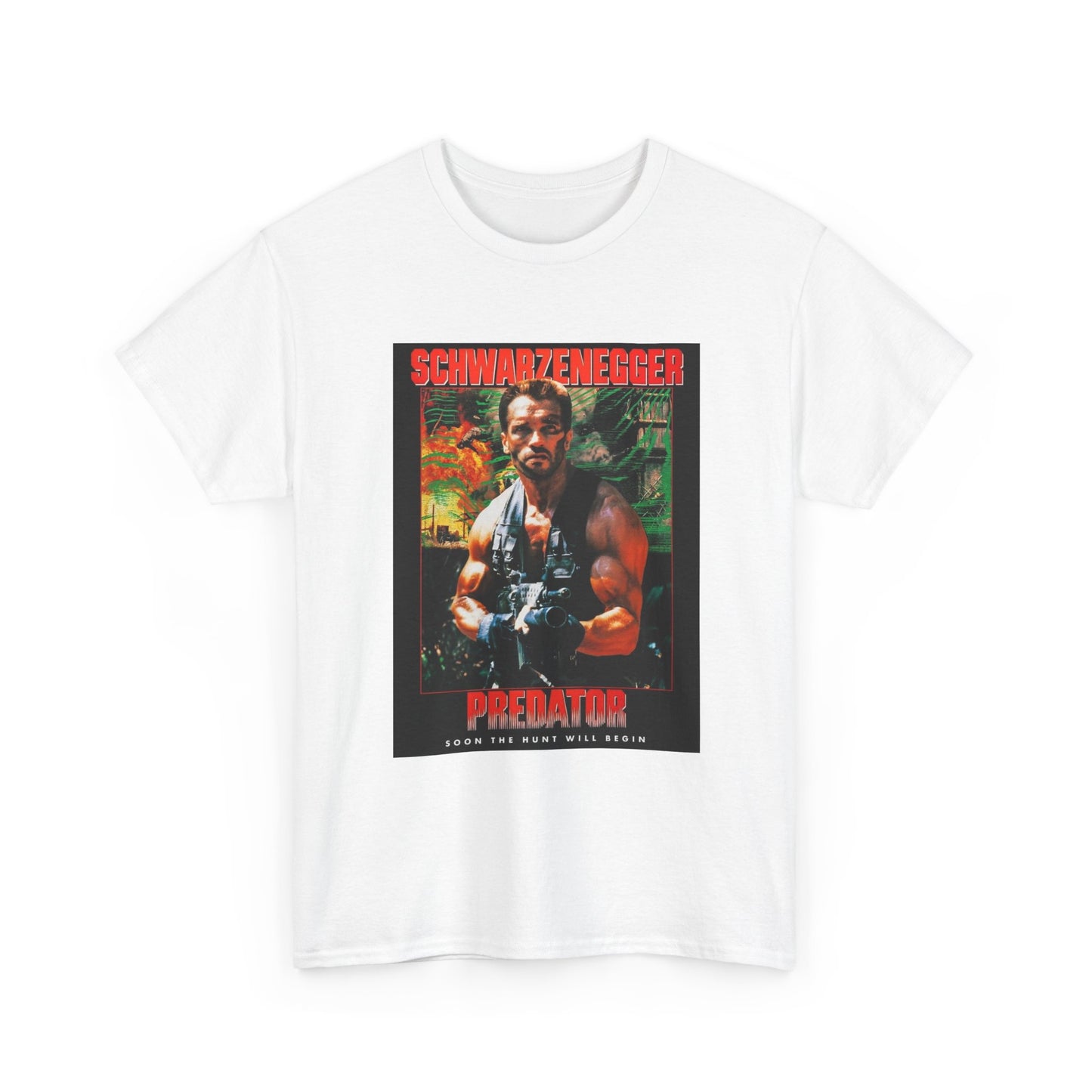 Predator T shirt 80s vintage action movie aliens retro Unisex Heavy Cotton Tee