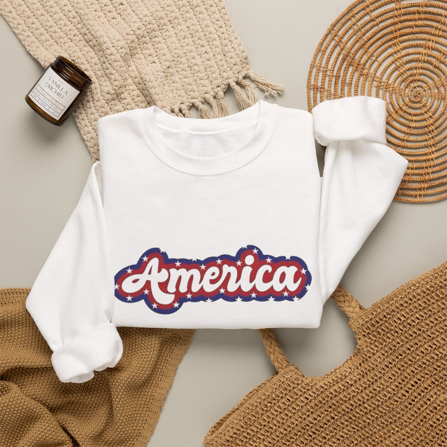 America Graphic Retro Sweater NEW Unisex Heavy Blend™ Crewneck Sweatshirt
