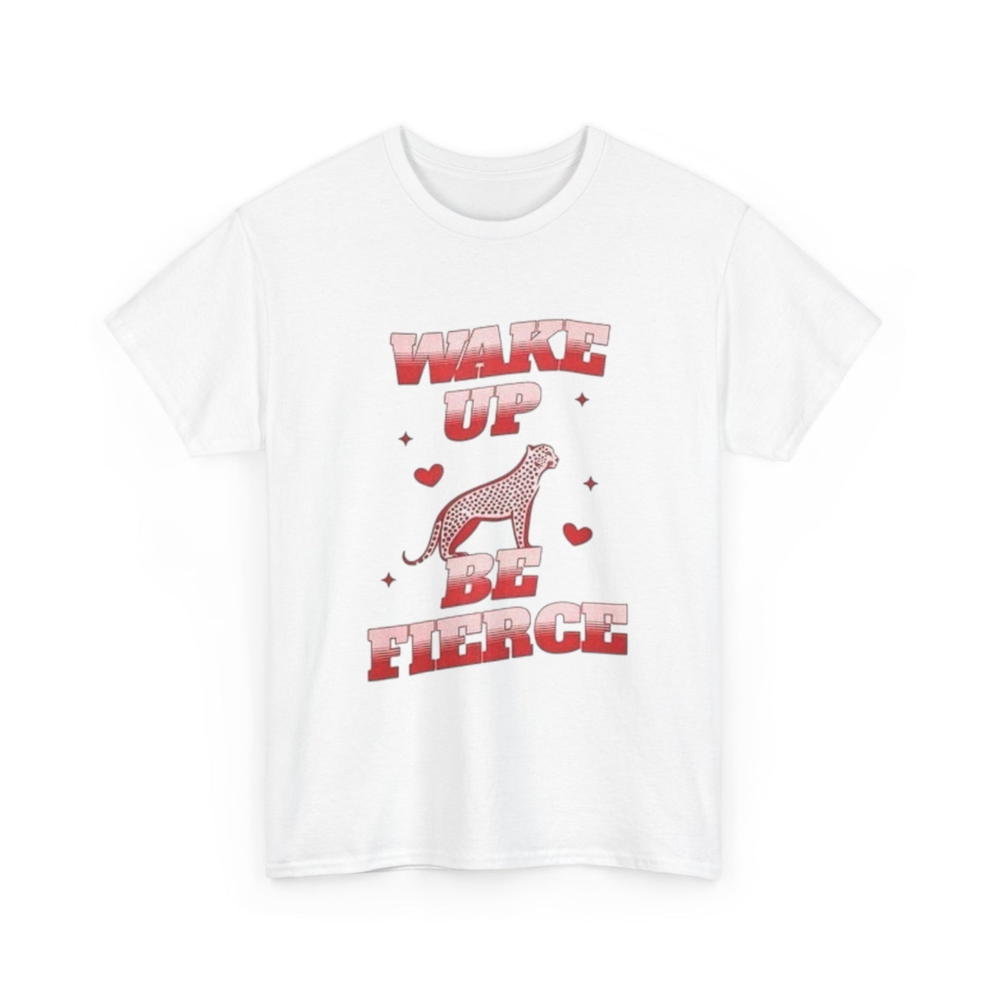 Wake Up And Be Fierce Cheetah Graphic T Shirt Unisex Heavy Cotton Gift Vintage