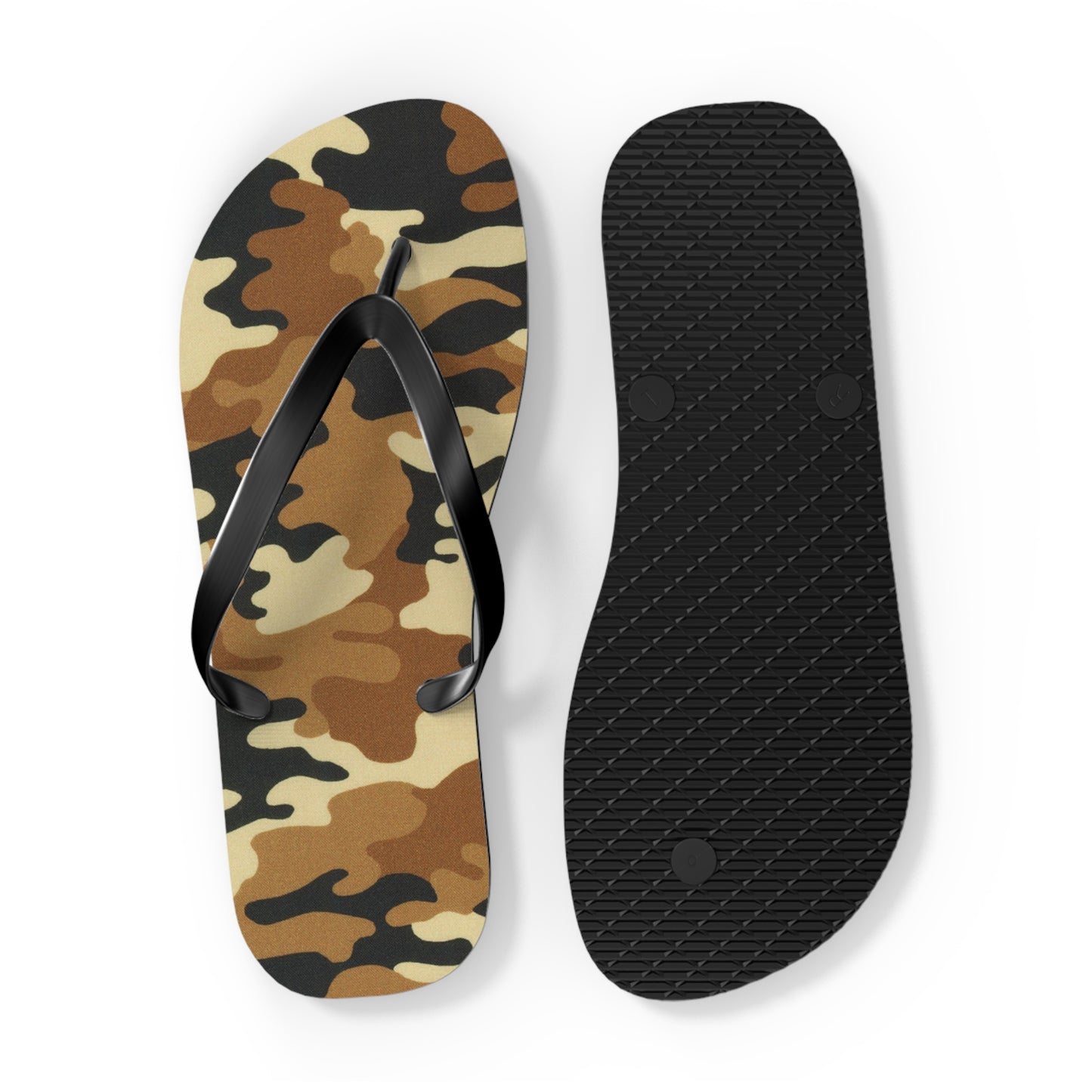 Waves And Sun Sandals Tan Camo Print Summer Flip Flops Slides BRAND NEW