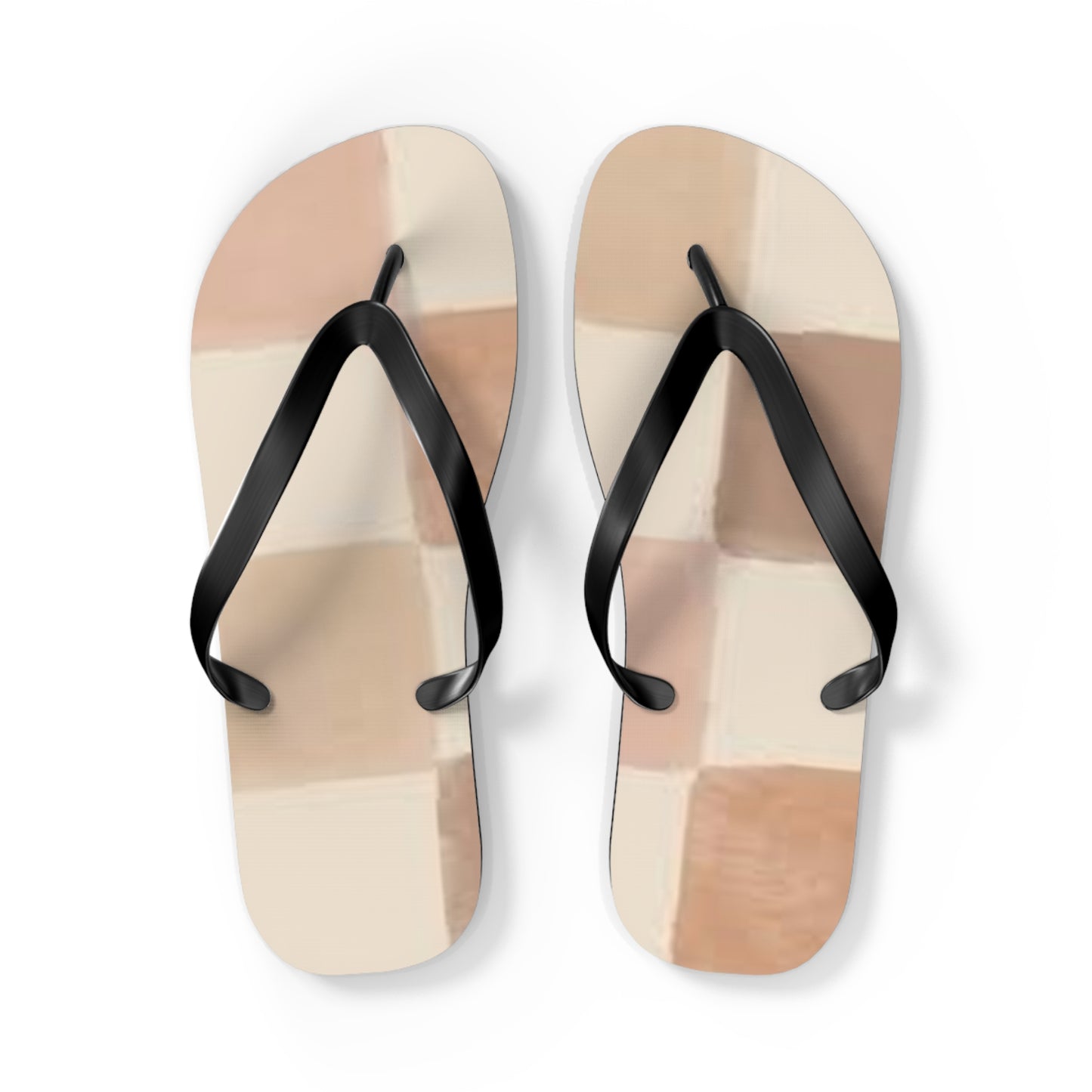 Tan Checkered Sandals, Beach Shoes, Vacation Flip Flops, Pool Slides