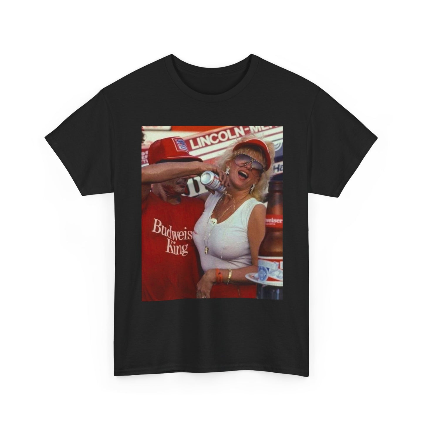 Bud Vintage Beer Poster Racing T Shirt Graphic Unisex Heavy Cotton Tee NEW GIFT