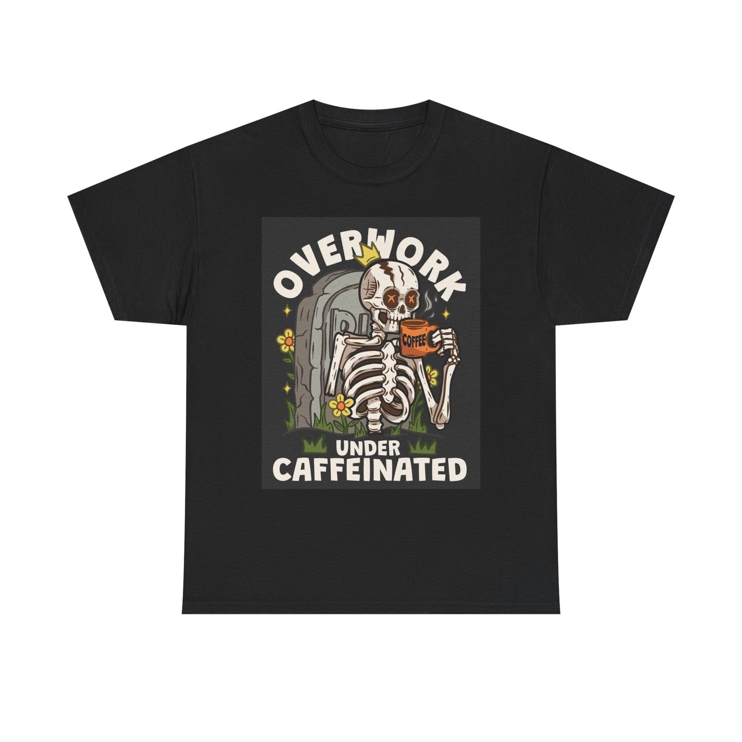 Under Caffeinated Graphic T Shirt Vintage Funny Retro Unisex Heavy Cotton Tee