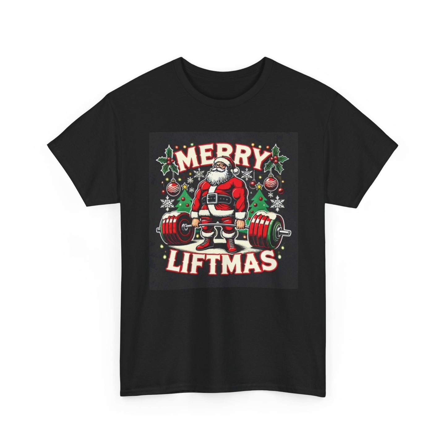 Merry Liftmas Graphic T Shirt Funny Christmas Santa GYM Unisex Heavy Cotton Tee