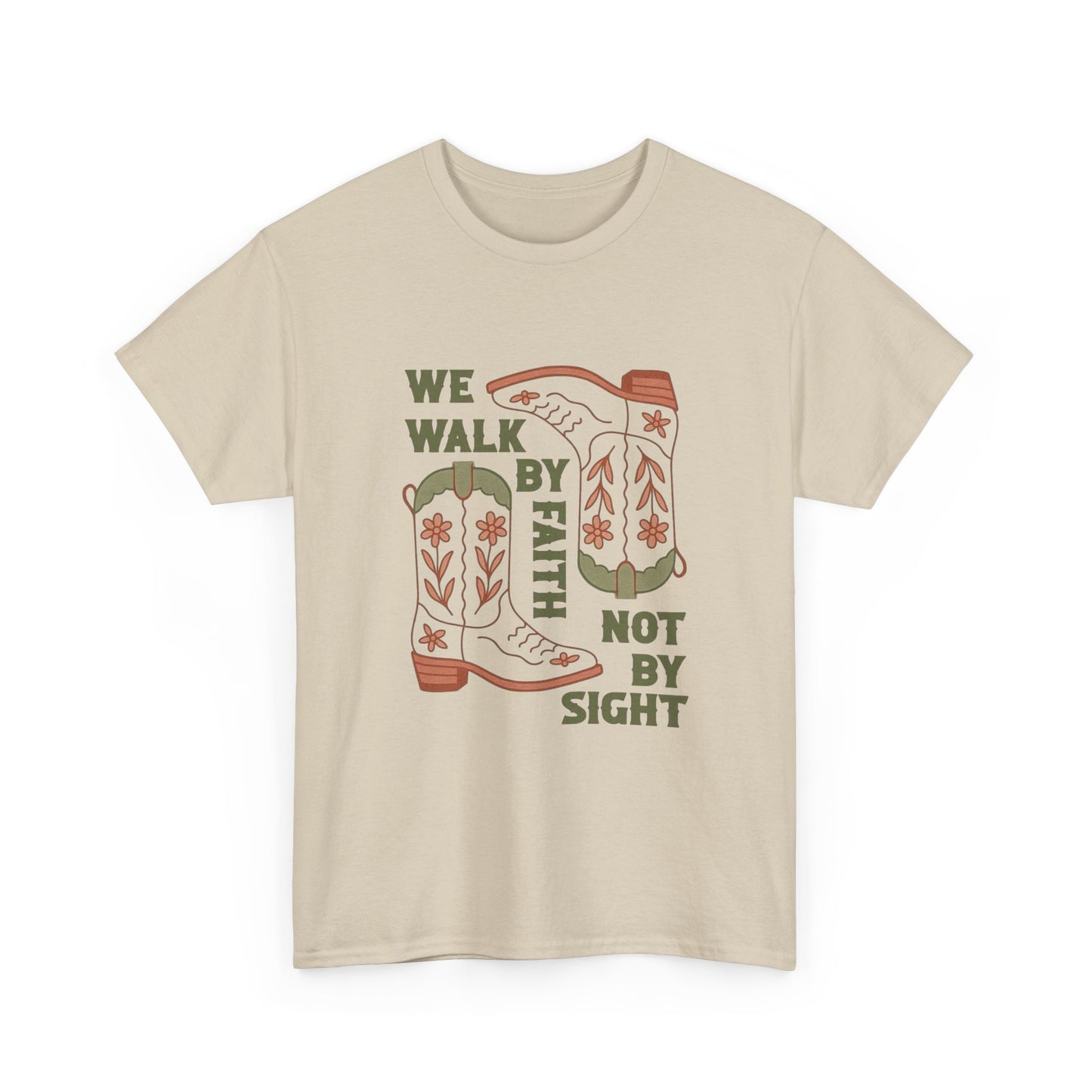 We Walk By Faith Graphic T Shirt Unisex Heavy Cotton Tee