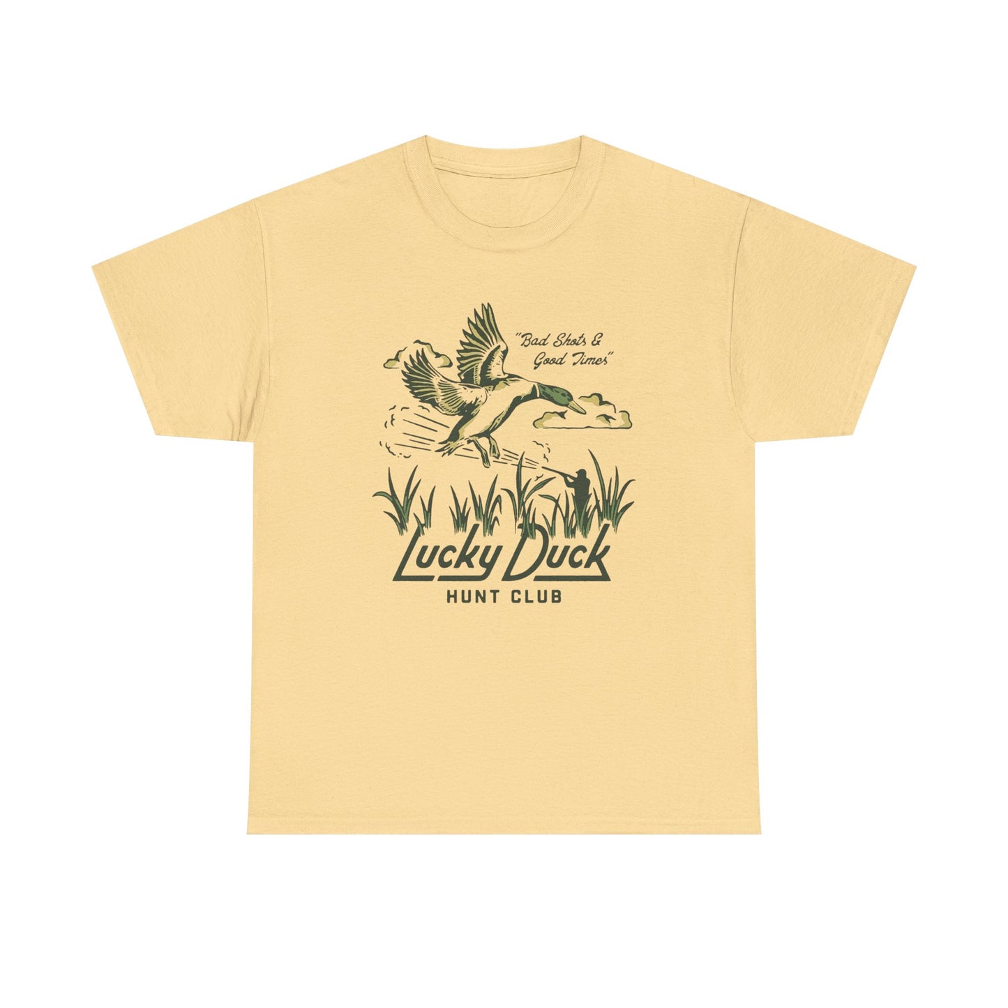 Lucky Duck Hunting Club Graphic T Shirt Unisex Heavy Cotton Tee