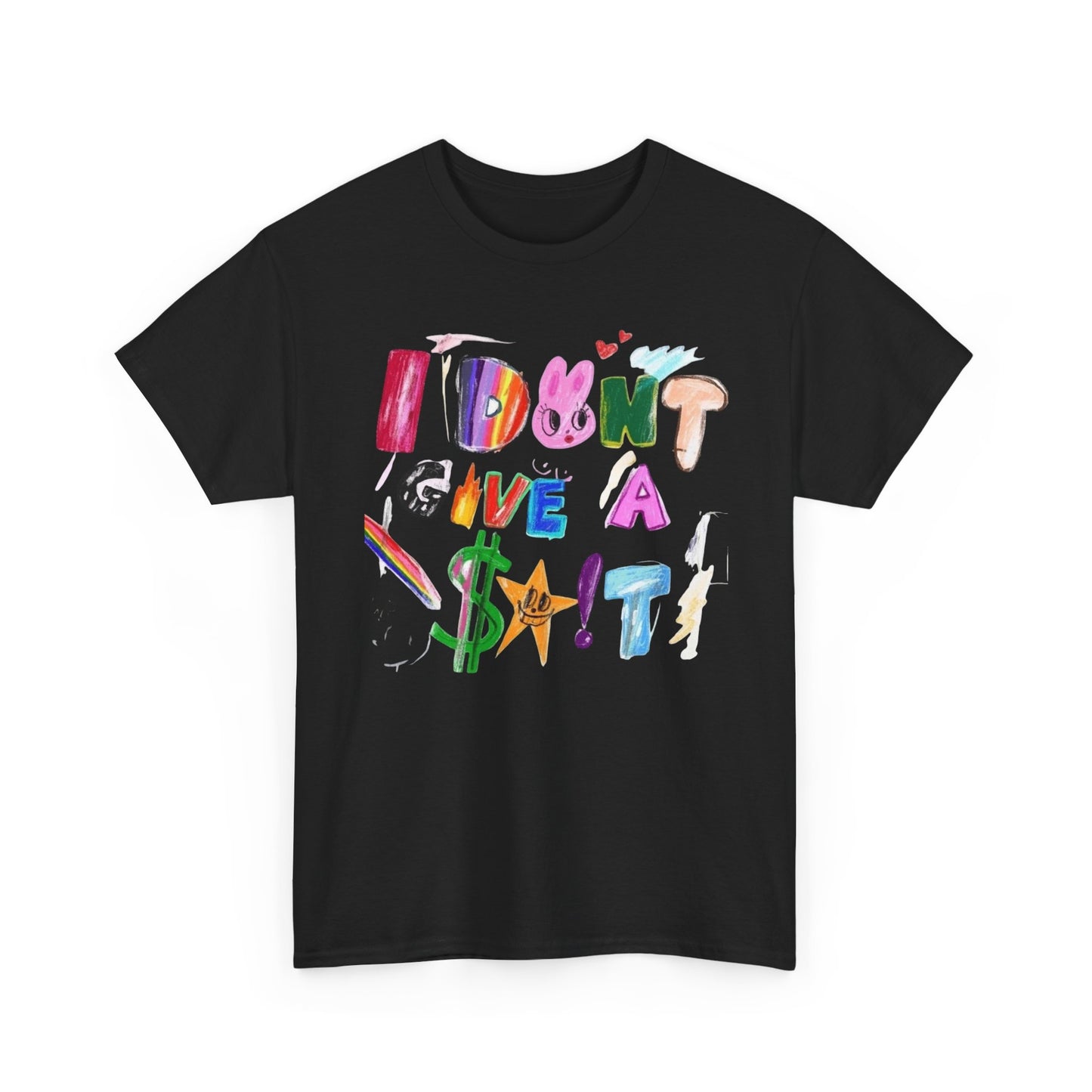 I Dont Care Funny Drawing Graphic T-Shirt Unisex Heavy Cotton Tee