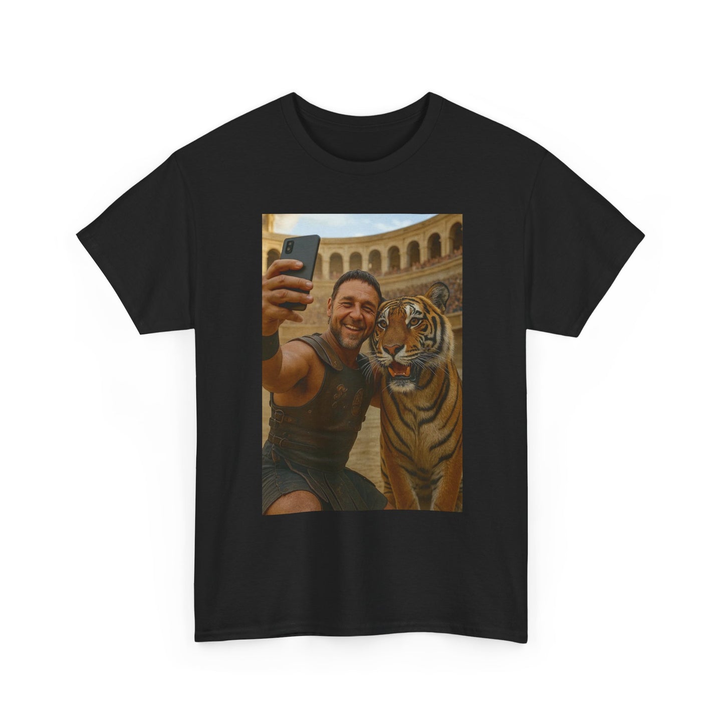 Gladiator Funny Tiger Selfie Graphic T Shirt NEW Unisex Heavy Cotton Tee