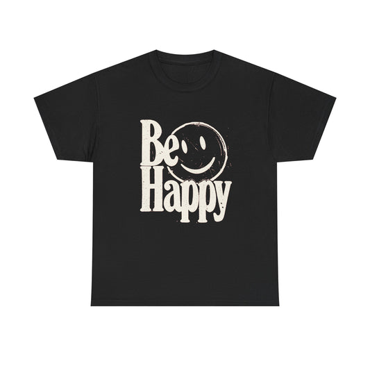 Be Happy Smiley Face Graphic T Shirt Unisex Cotton Tee - New Gift - Tee Retro
