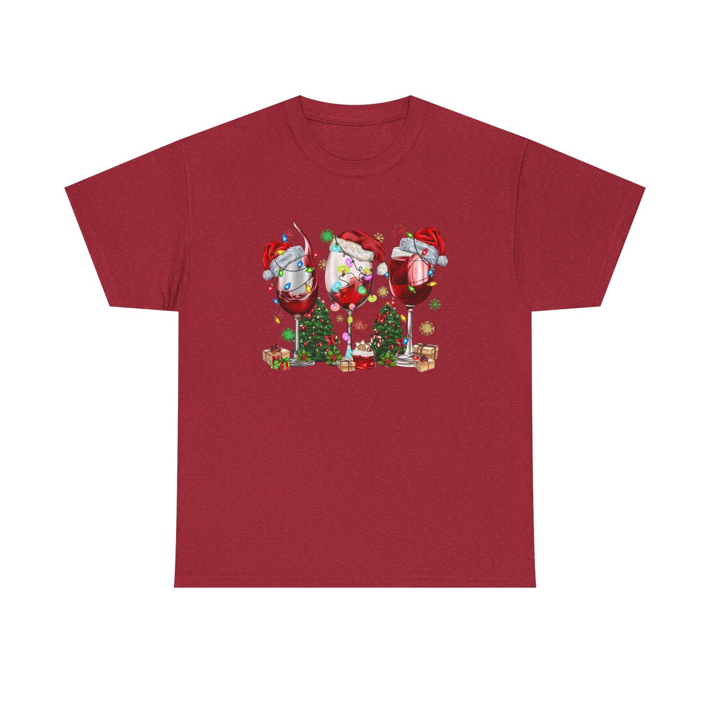 Christmas Wine Glasses Graphic T Shirt NEW ADULT