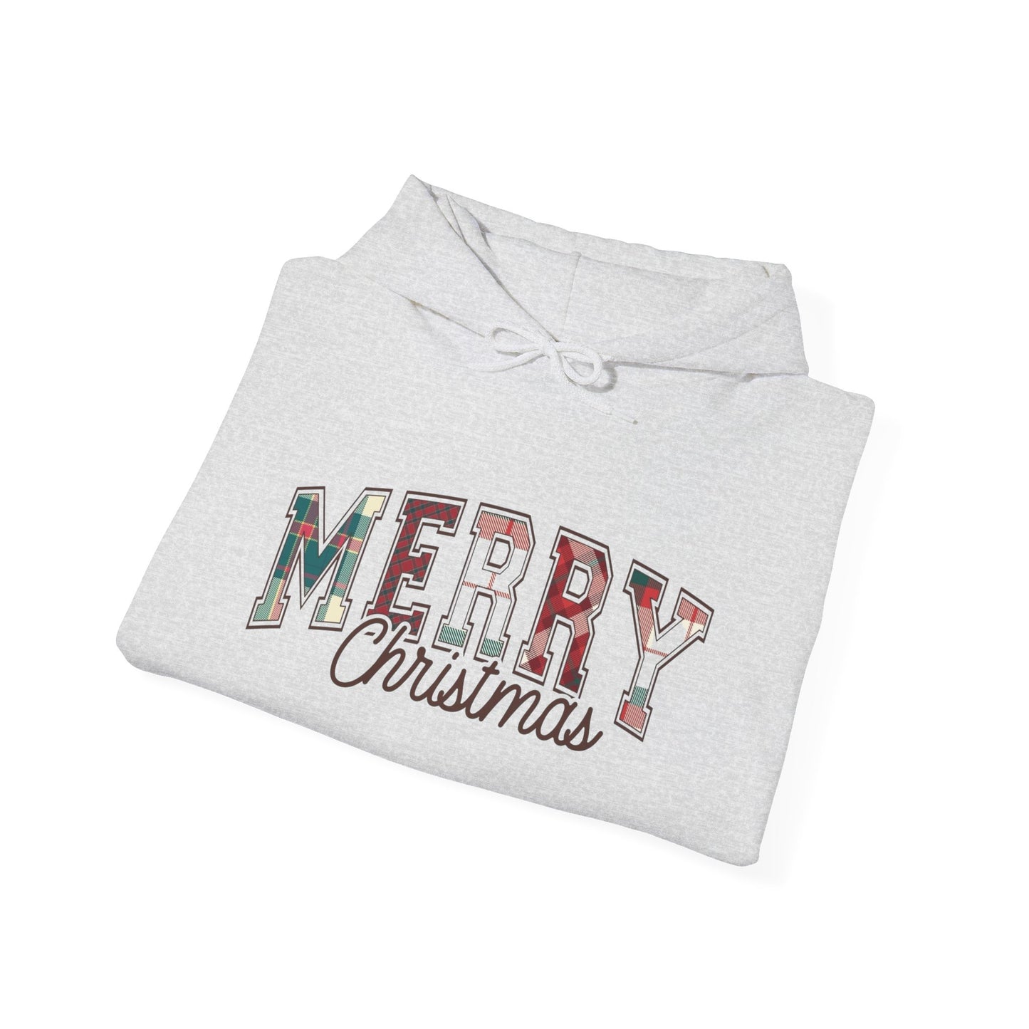 Plaid Merry Christmas Graphic Hoodie Unisex Heavy Blend™ Hooded Sweatshirt