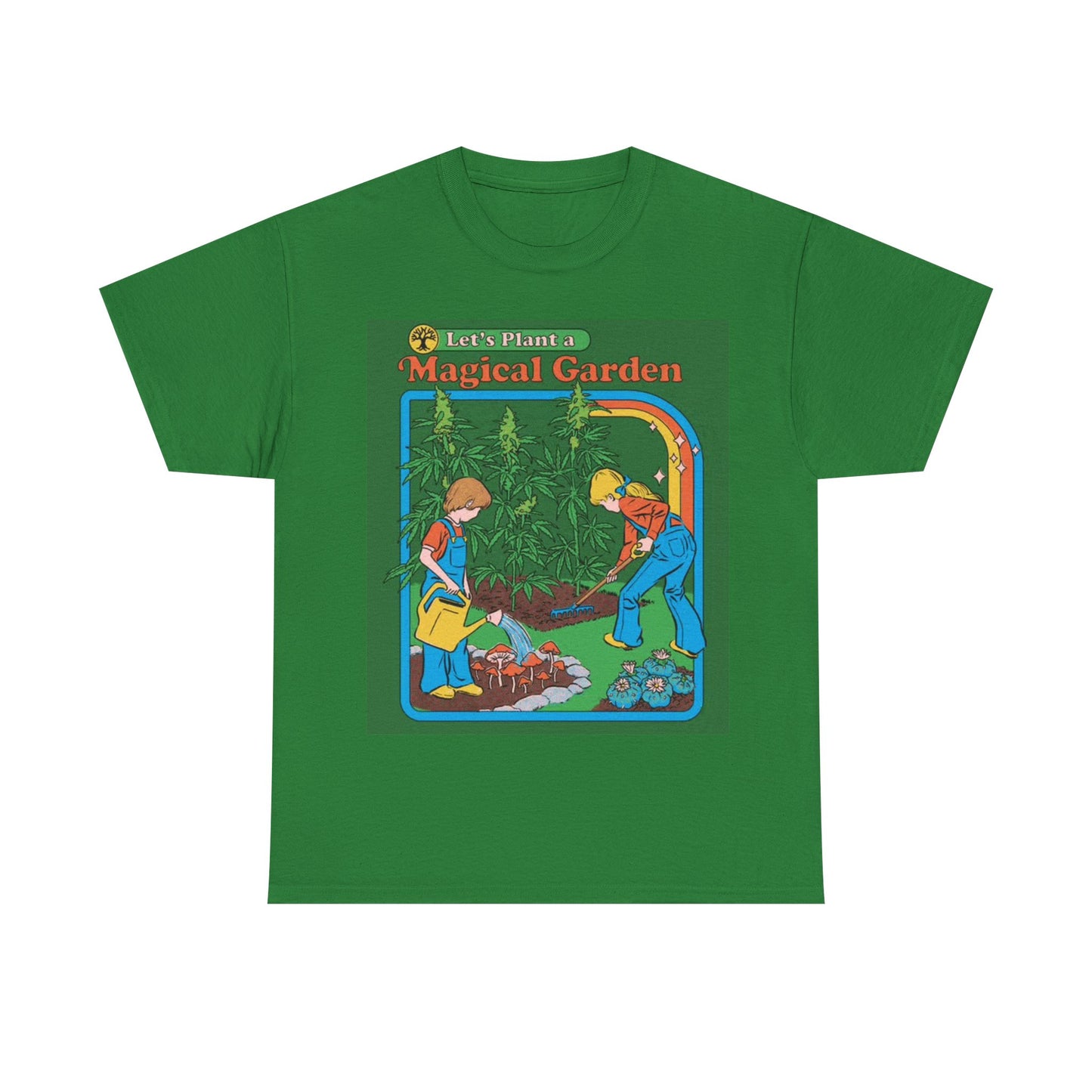 Magical Garden Tshirt Vintage Weed Funny Graphic Mushrooms Unisex Heavy Cotton