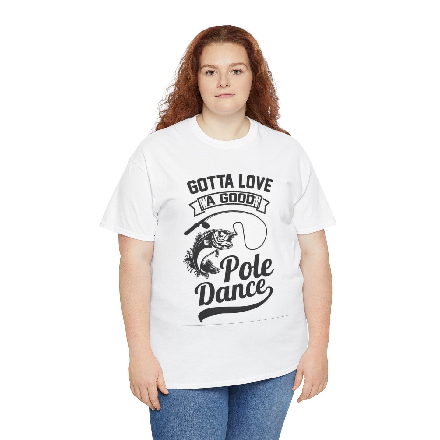 Funny Pole Dancing Fishing Graphic T Shirt Men's Heavy Cotton Tee