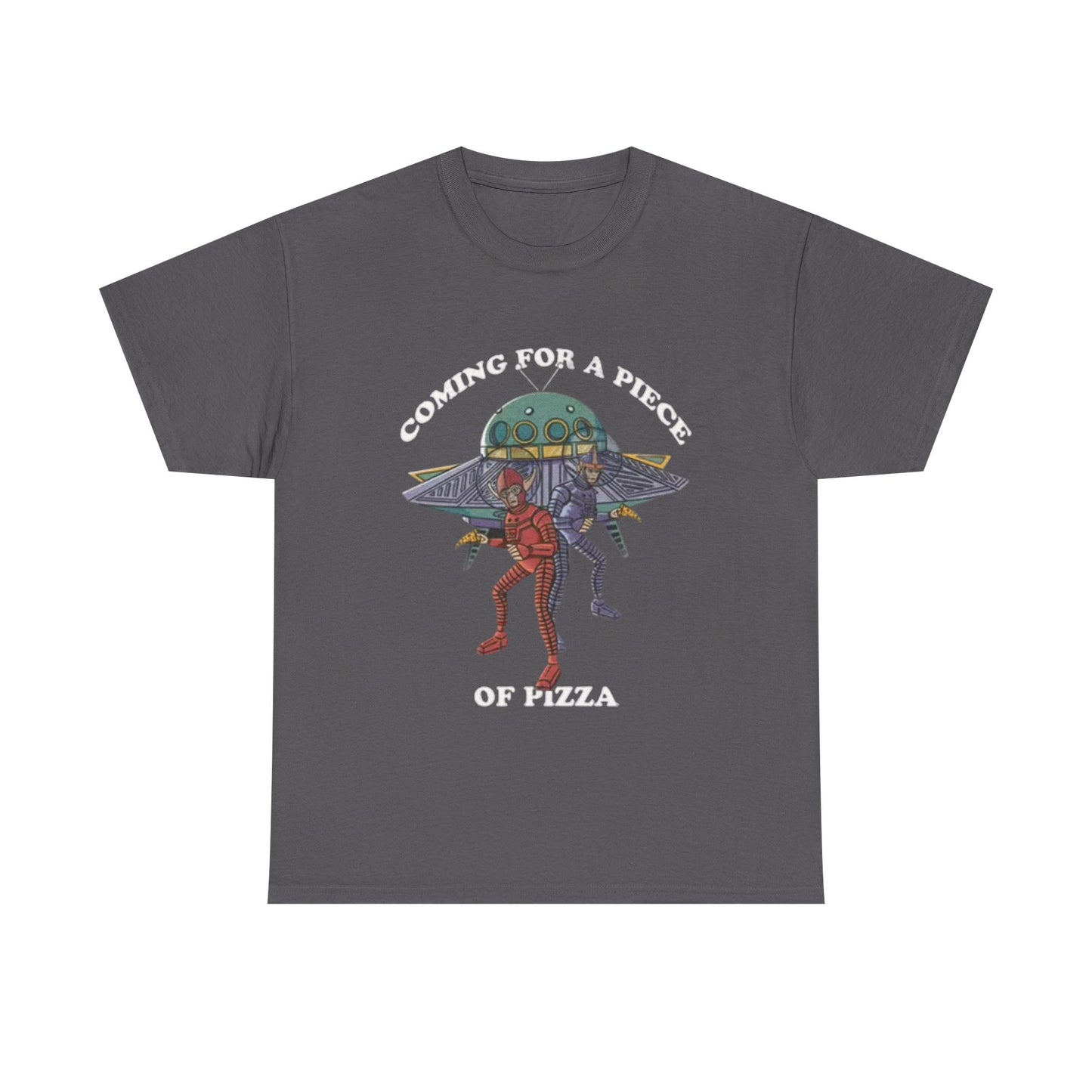 Alien Pizza Run Shirt Funny New York Gift Space Ship Unisex Heavy Cotton Tee