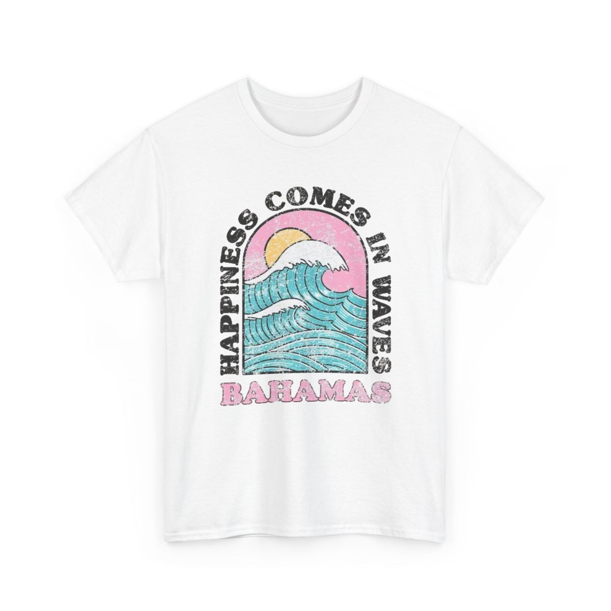 Happiness Comes in Waves Bahamas Ocean Graphic T-Shirt Men's Graphic Tee