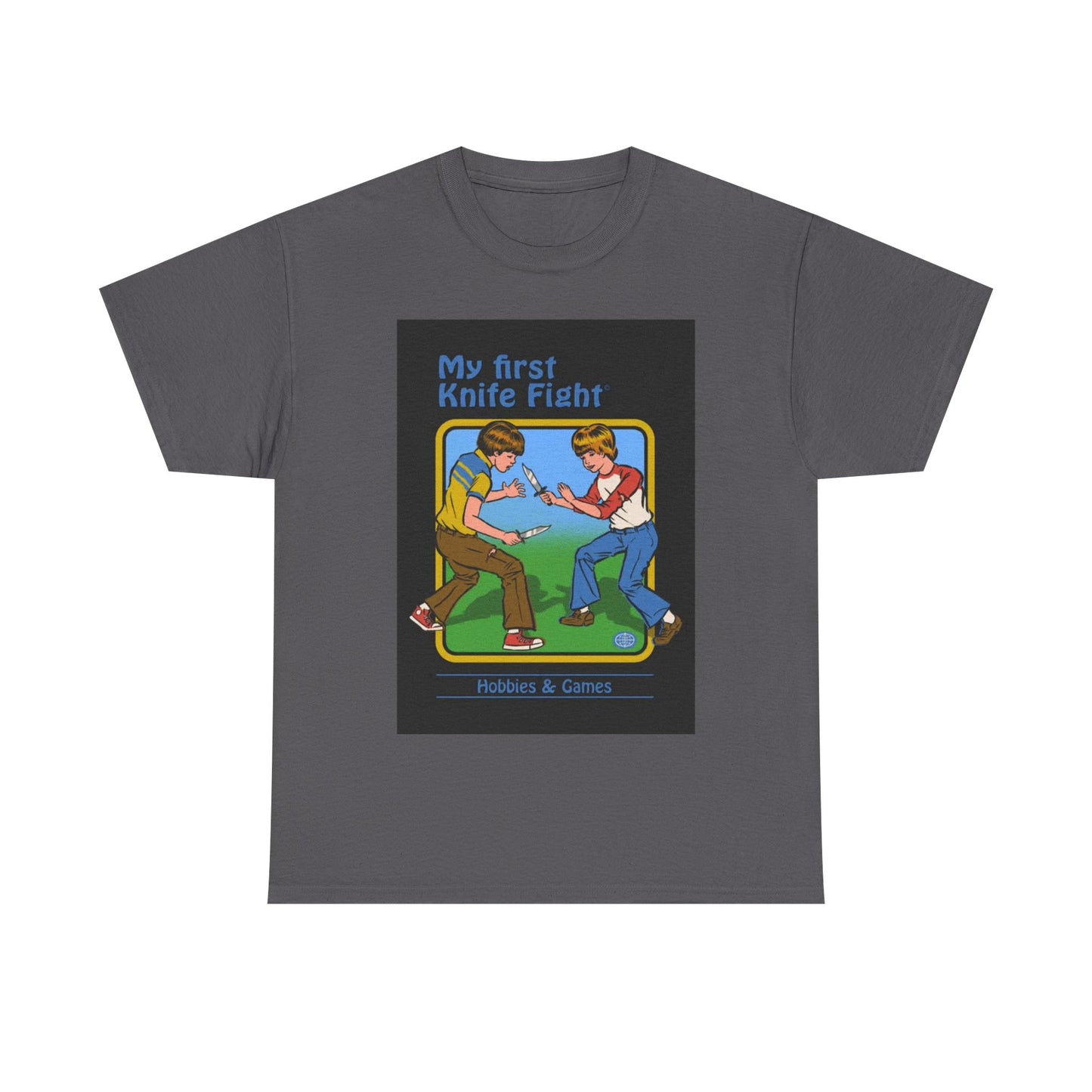My First Knife Fight Tshirt Funny Kids Poster Retro 70s Unisex Heavy Cotton Tee