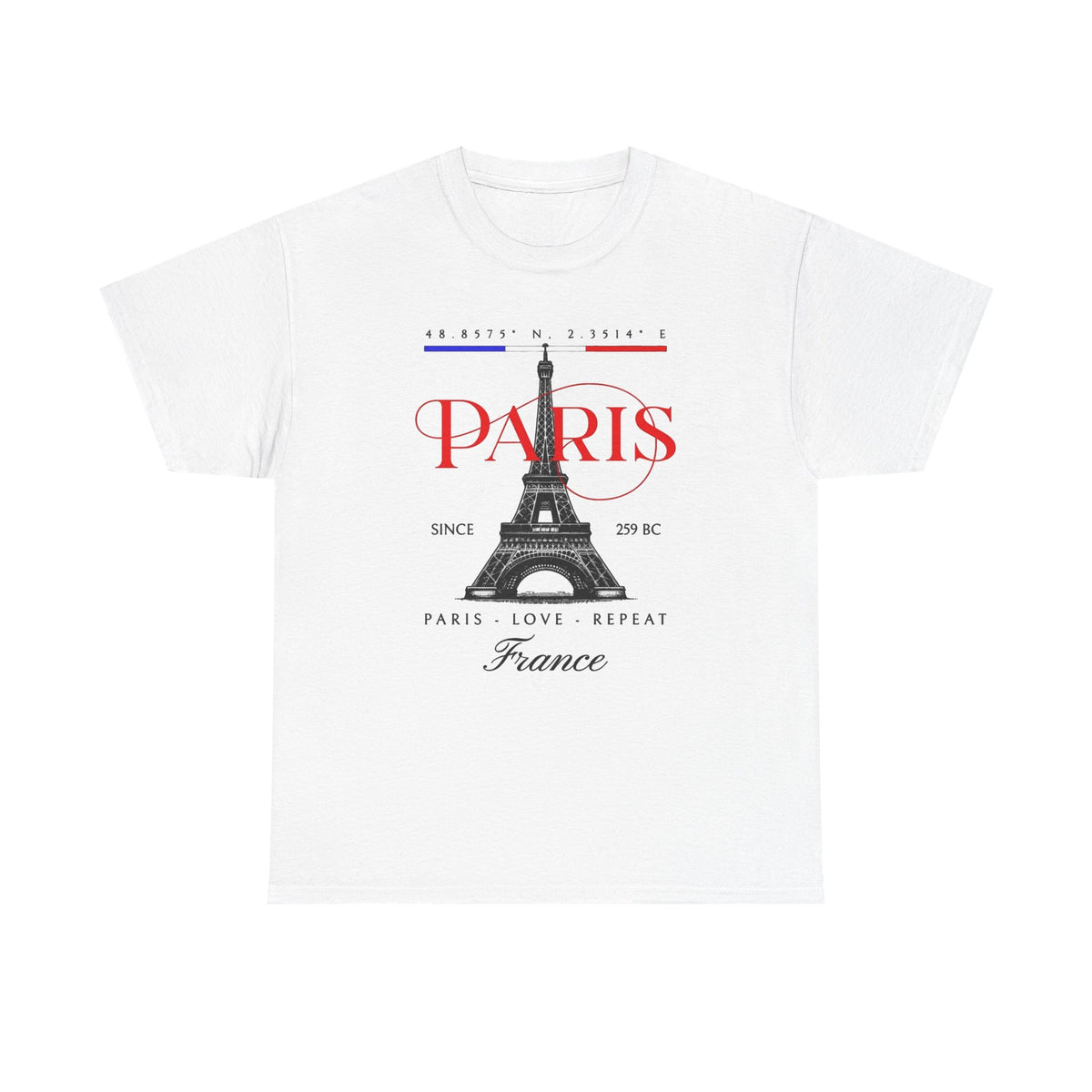 Paris Love Repeat Graphic T Shirt Men's Heavy Cotton Tee