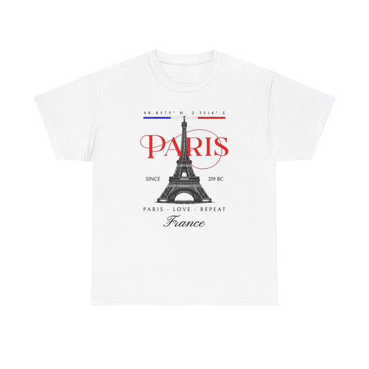 Paris Love Repeat Graphic T Shirt Men's Heavy Cotton Tee