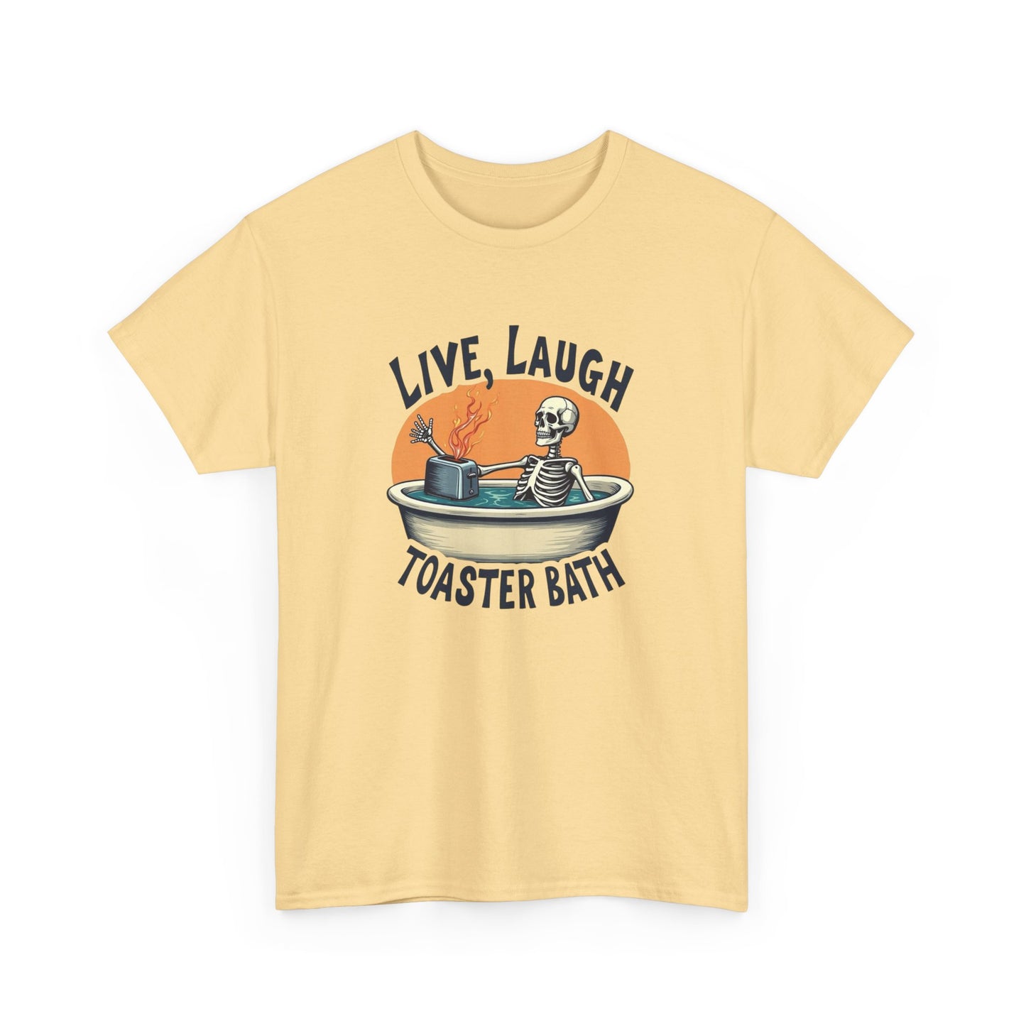 Live Laugh Toaster Bath Funny Graphic T-Shirt Unisex Heavy Cotton Tee NEW