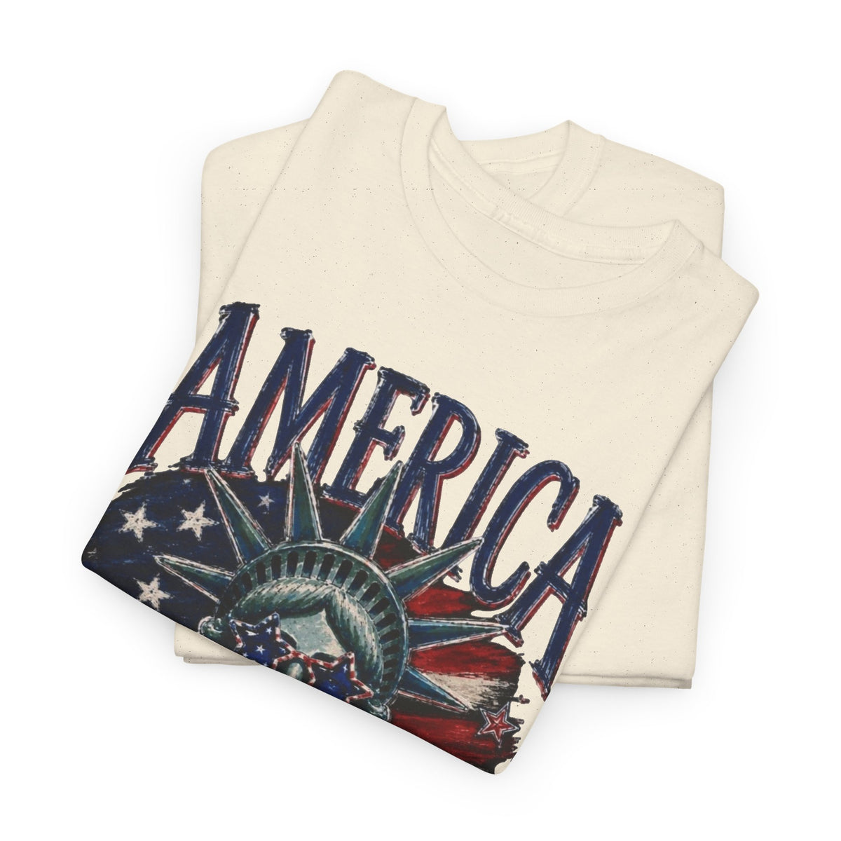 America Statue Of Liberty Graphic T Shirt Men's Heavy Cotton Tee