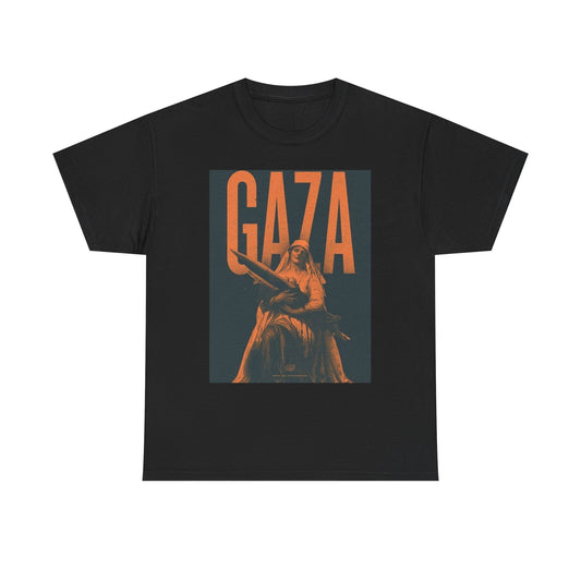 Free Palestine Graphic T Shirt Gaza Holding Missiles Unisex Heavy Cotton Tee